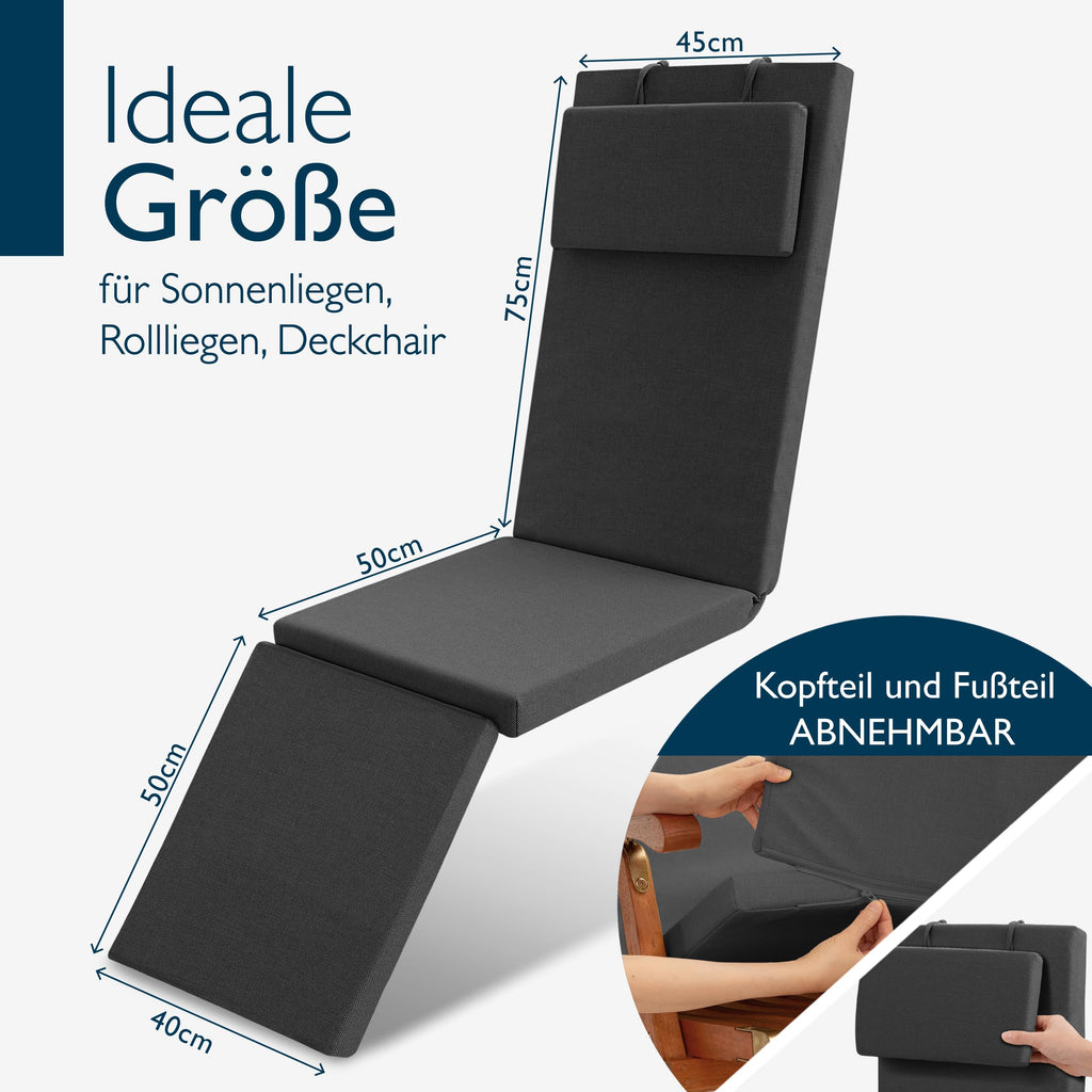 Beautissu Deckchair Auflage – 100% wasserdicht & wetterfest – QD-DC