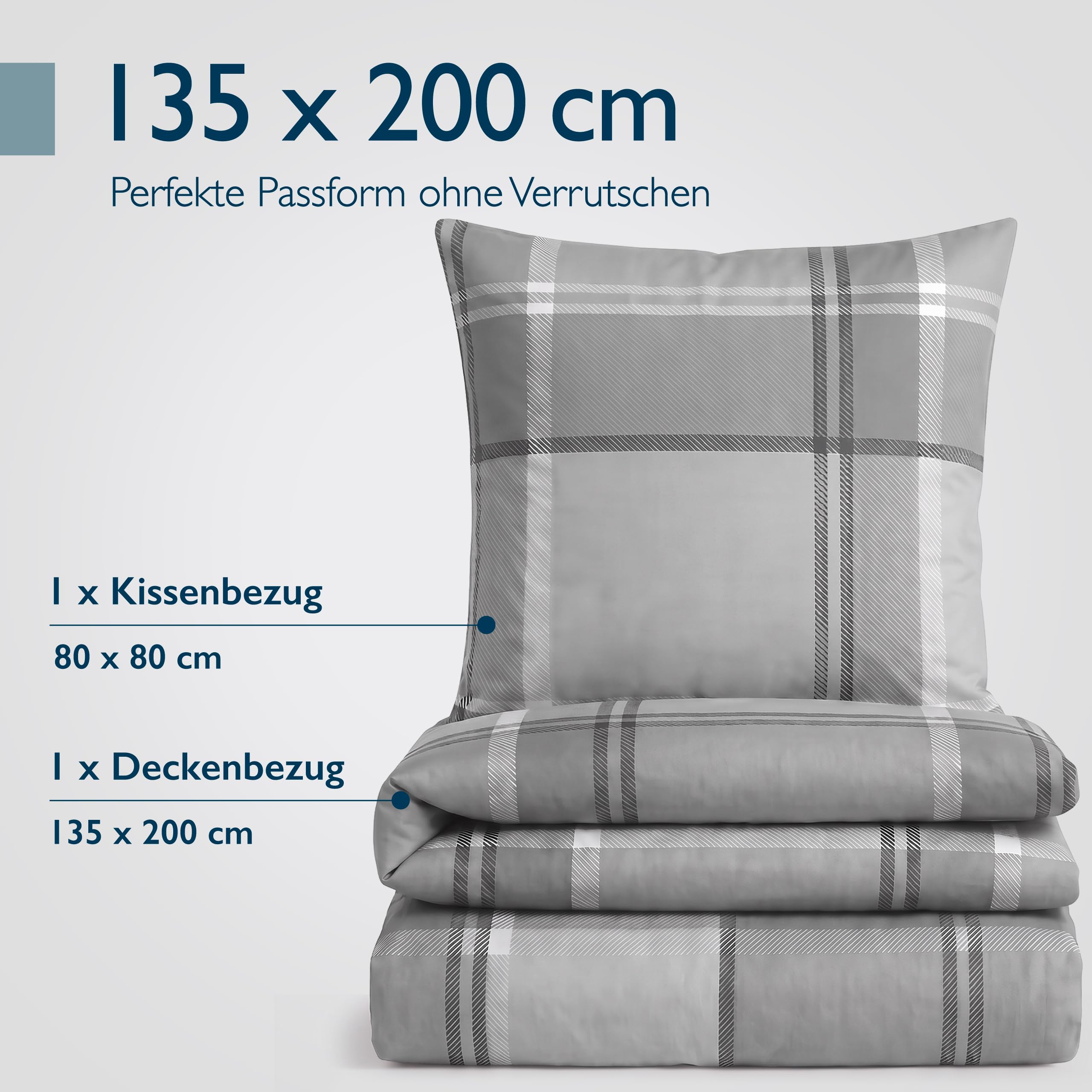 Beautissu Biber Bettwäsche 2tlg Winter Kariert 100% Baumwolle