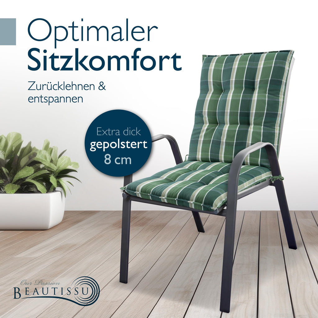 Beautissu Premium Niedriglehner Auflage Gartenstuhl 100x50cm Sun-NL