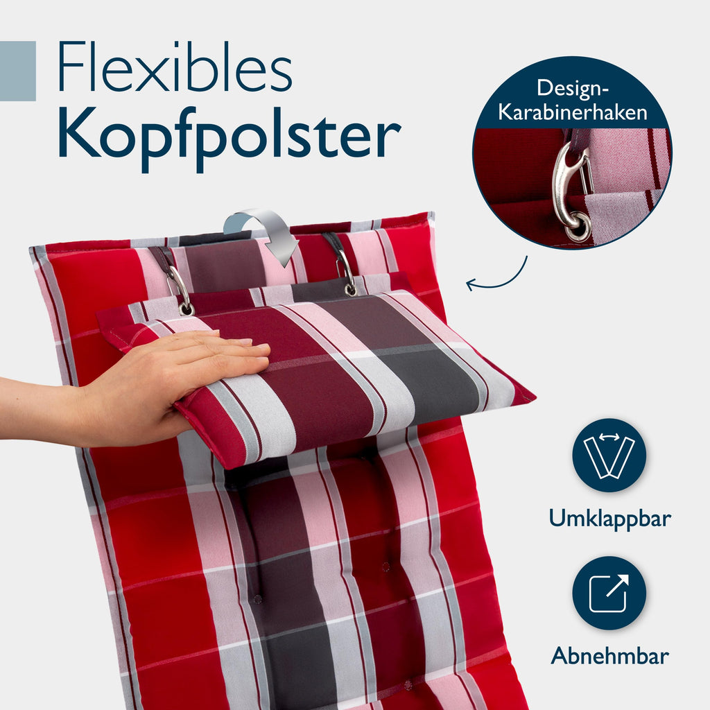 Beautissu 6er Set Premium Hochlehner Auflage Kopfpolster 120x50cm Sun-HL