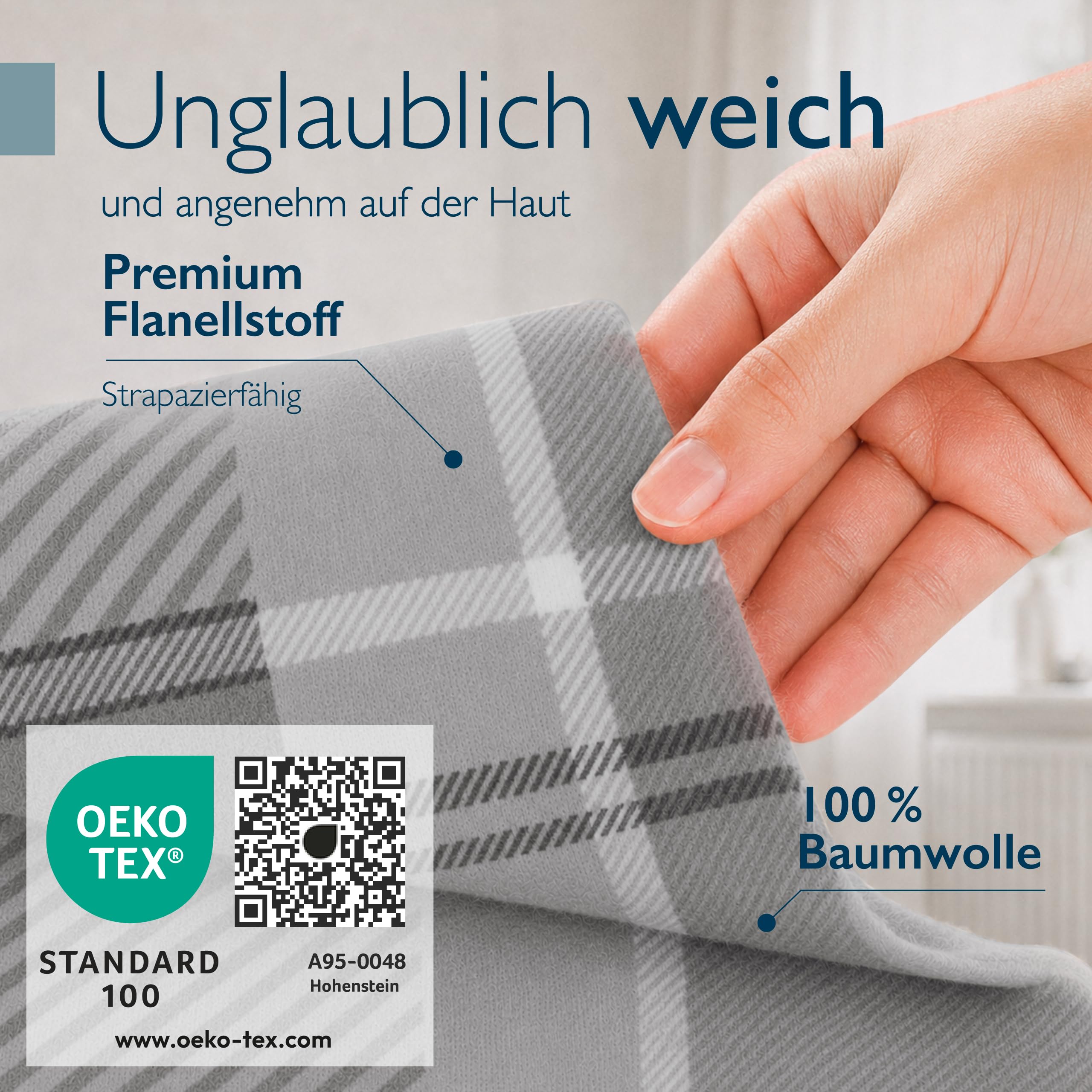Beautissu Biber Bettwäsche 2tlg Winter Kariert 100% Baumwolle