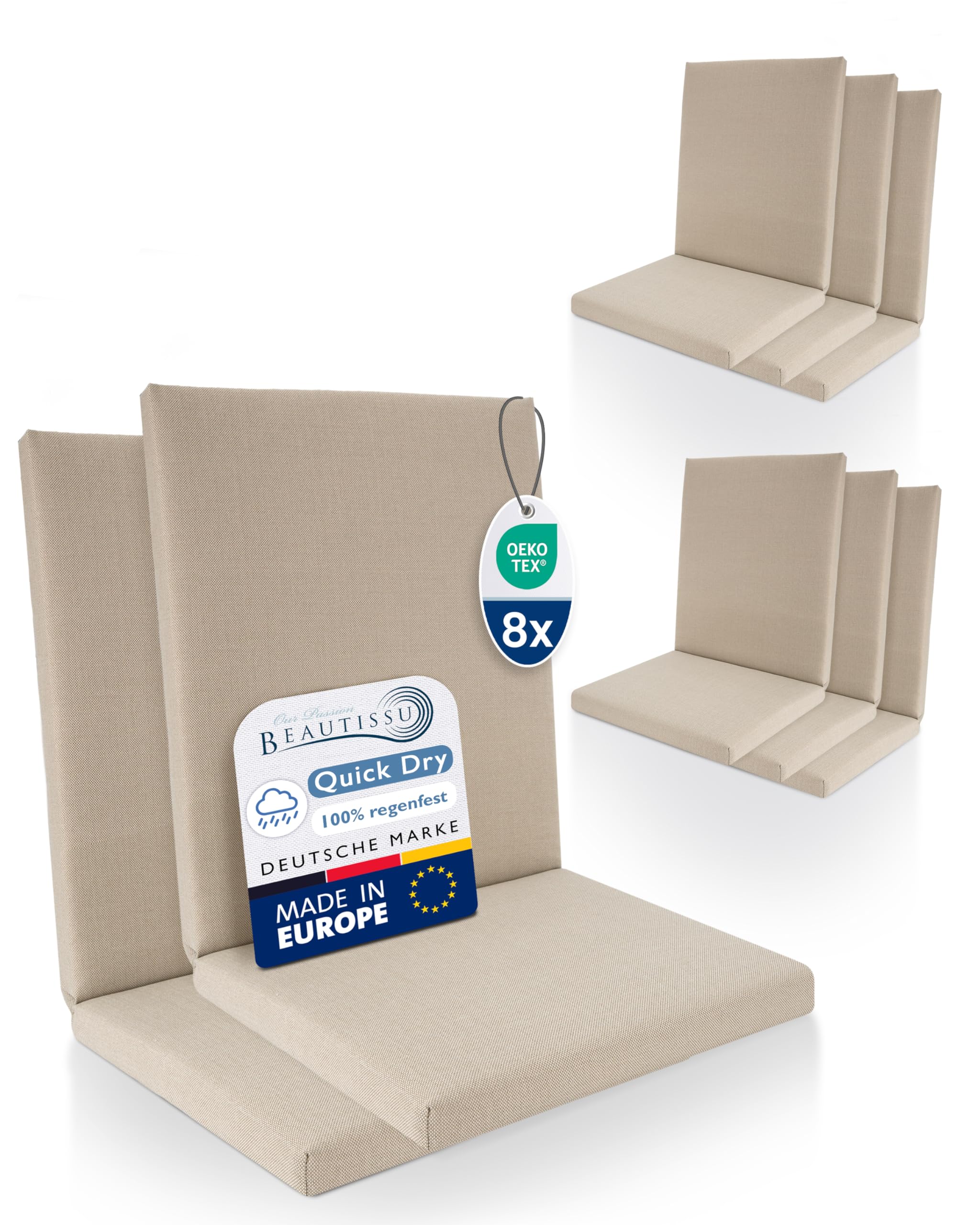Beautissu Premium Niedriglehner Auflage 100x50cm