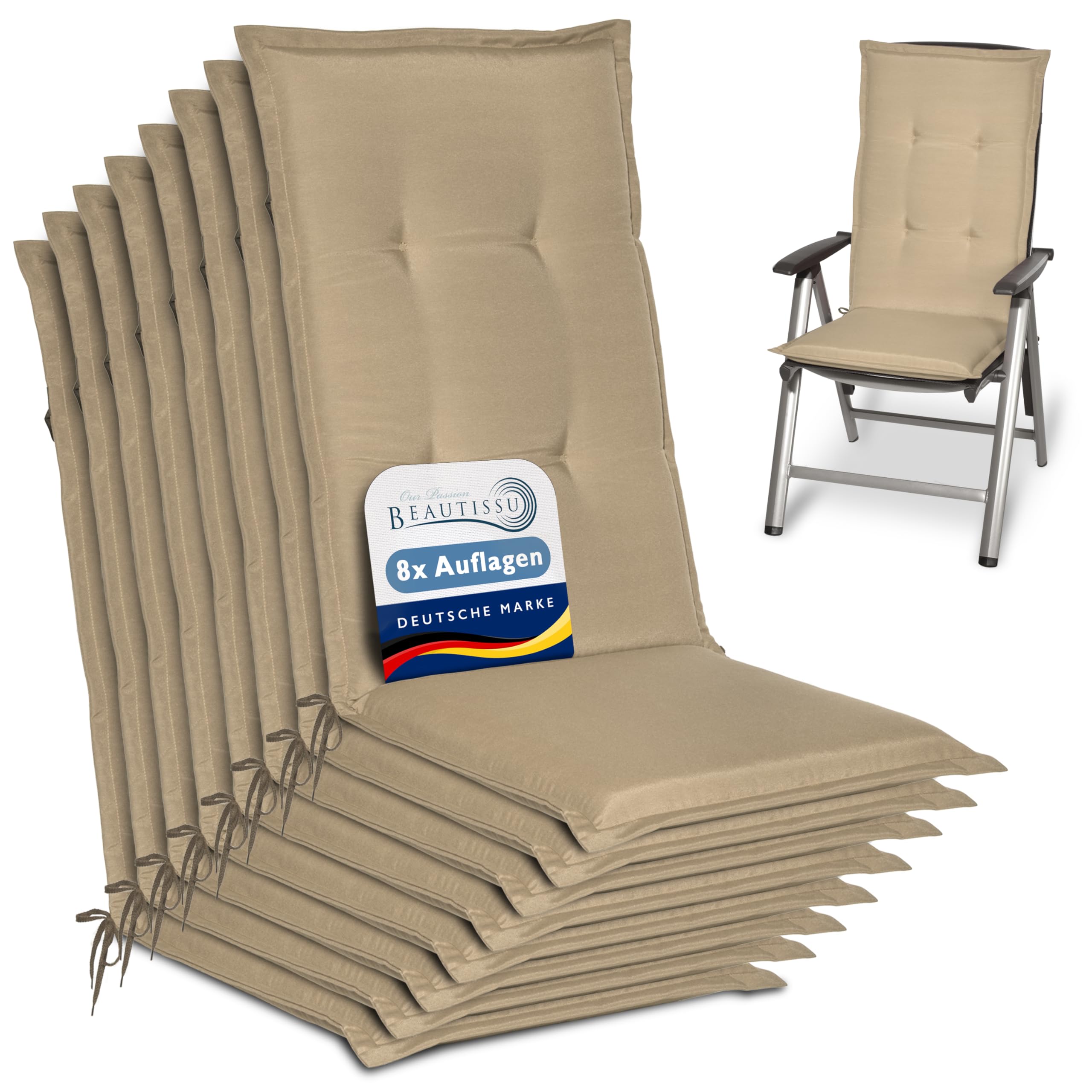 Beautissu 6er Set Gartenstuhlauflage 120x50x6 cm Loft HL