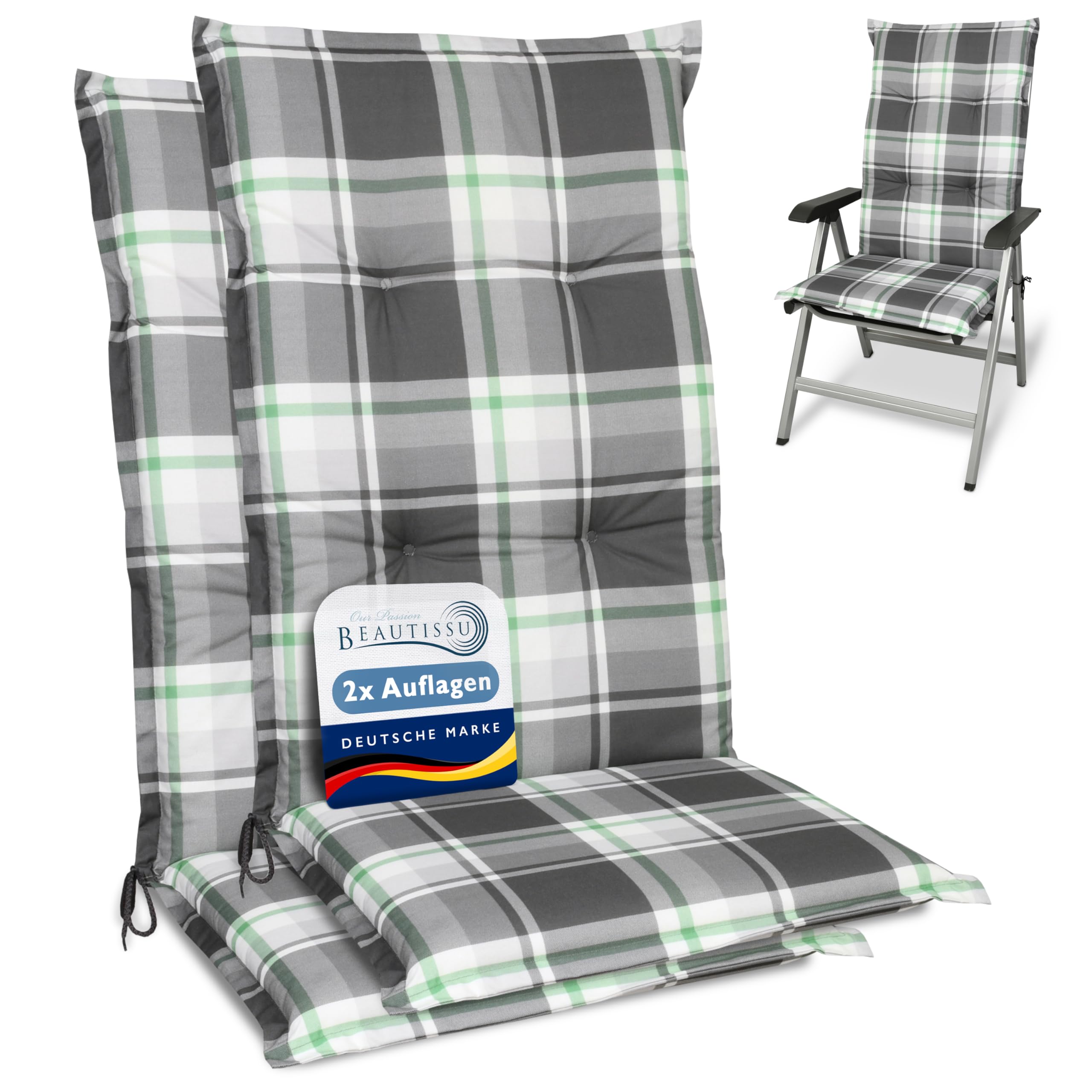 Beautissu Hochlehner Auflage Gartenstuhl 120x50 cm Sunny RO