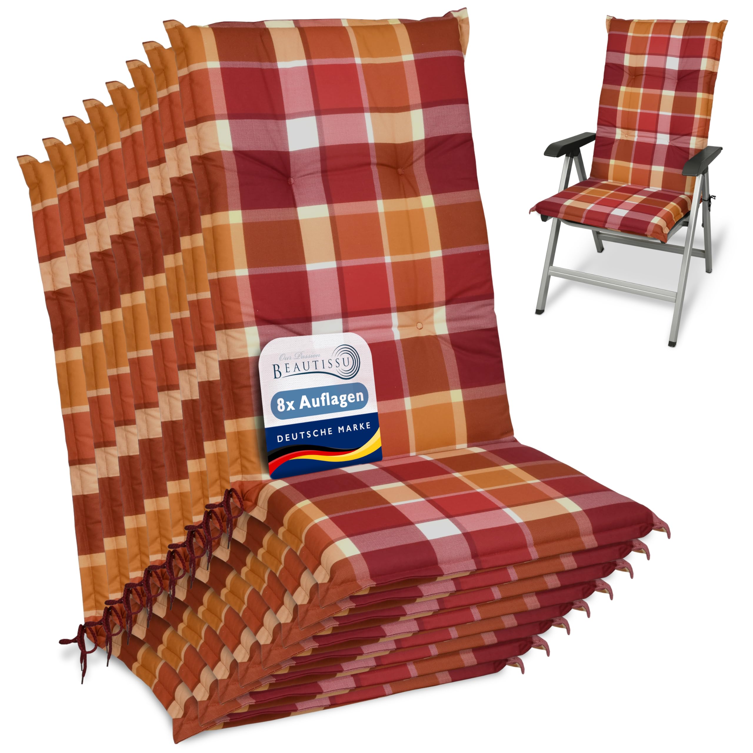 Beautissu Hochlehner Auflage Gartenstuhl 120x50 cm Sunny RO