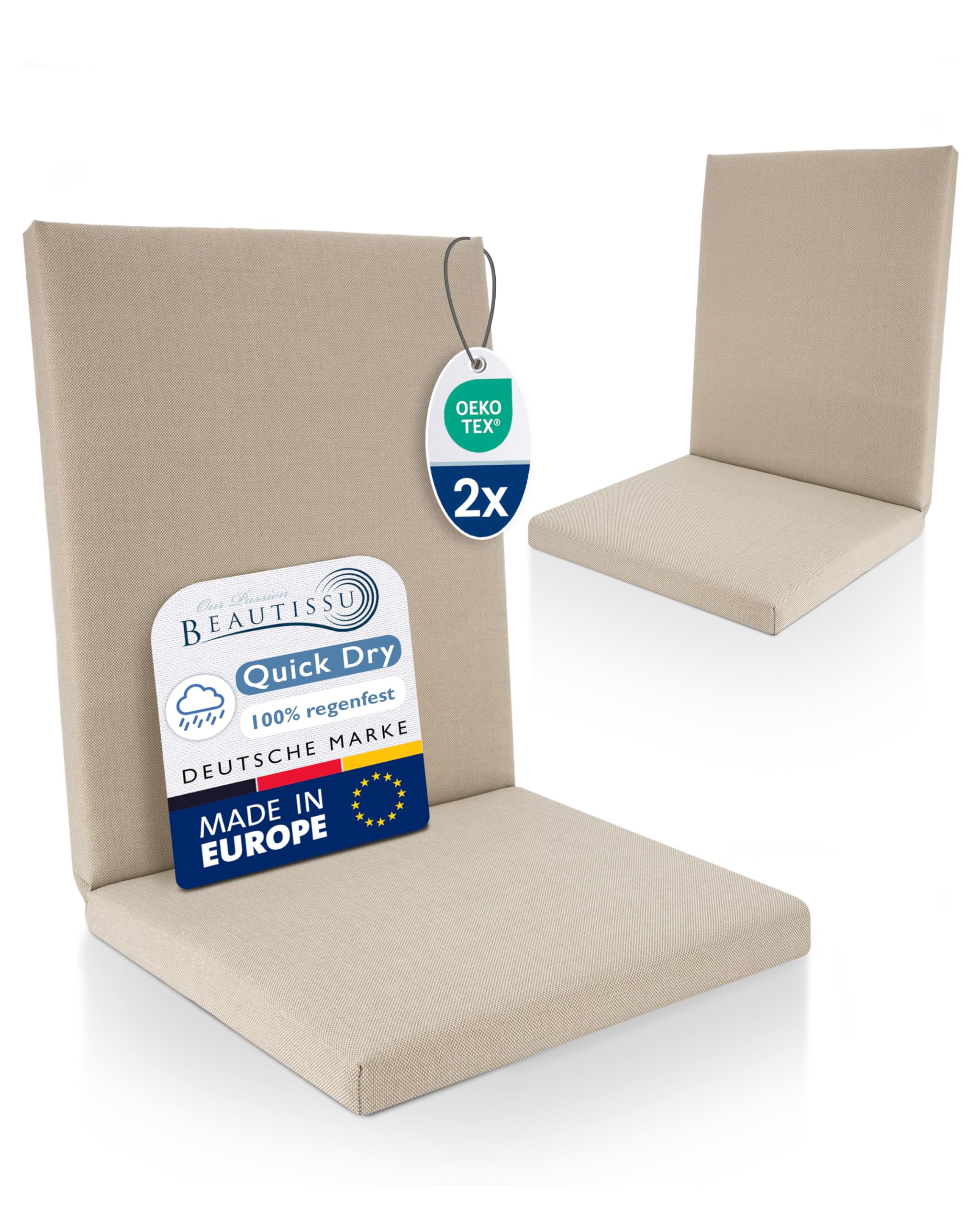 Beautissu Premium Niedriglehner Auflage 100x50cm