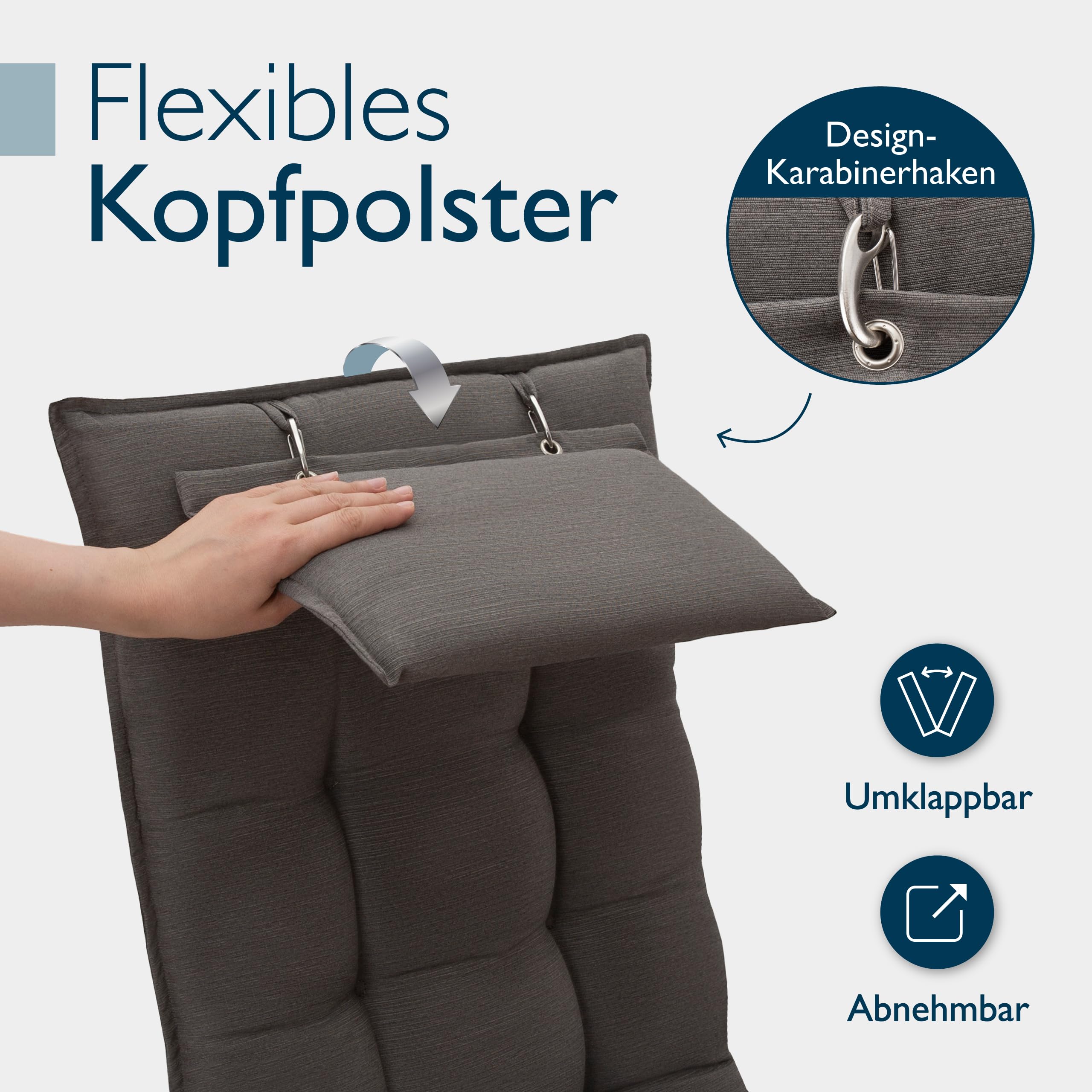 Beautissu 6er Set Premium Hochlehner Auflage Kopfpolster 120x50cm Sun-HL