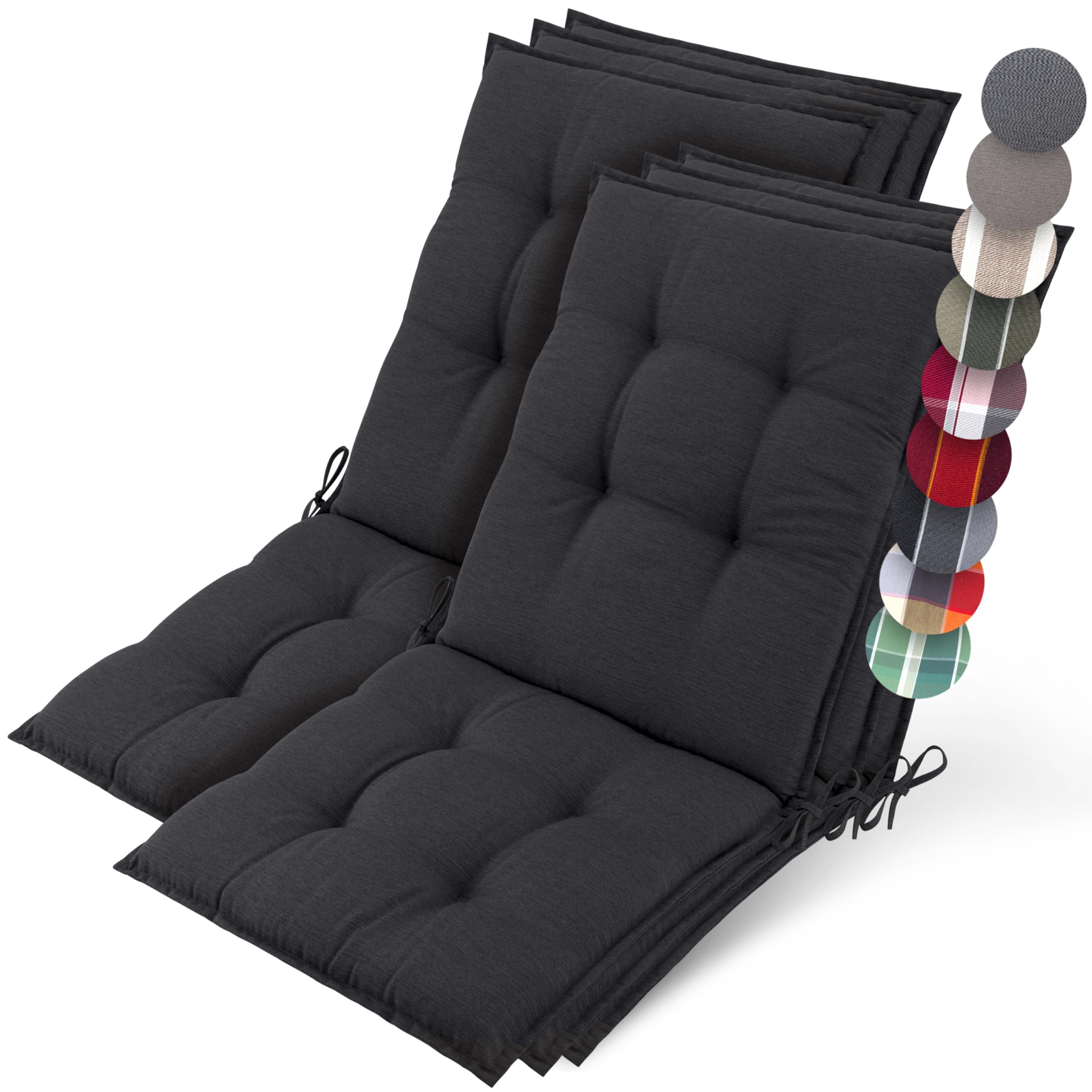 Beautissu Premium Niedriglehner Auflage Gartenstuhl 100x50cm Sun-NL