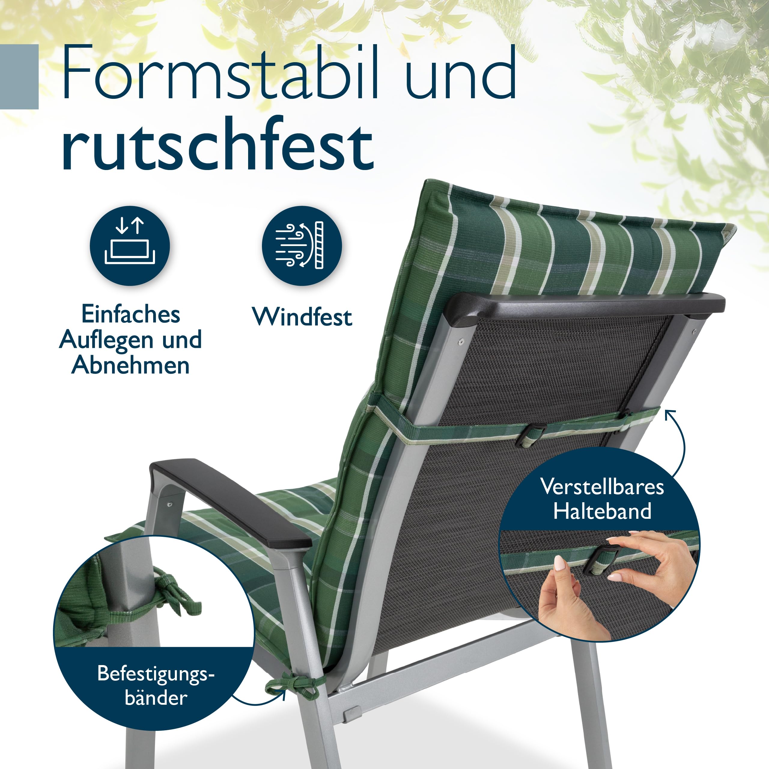 Beautissu Premium Niedriglehner Auflage Gartenstuhl 100x50cm Sun-NL