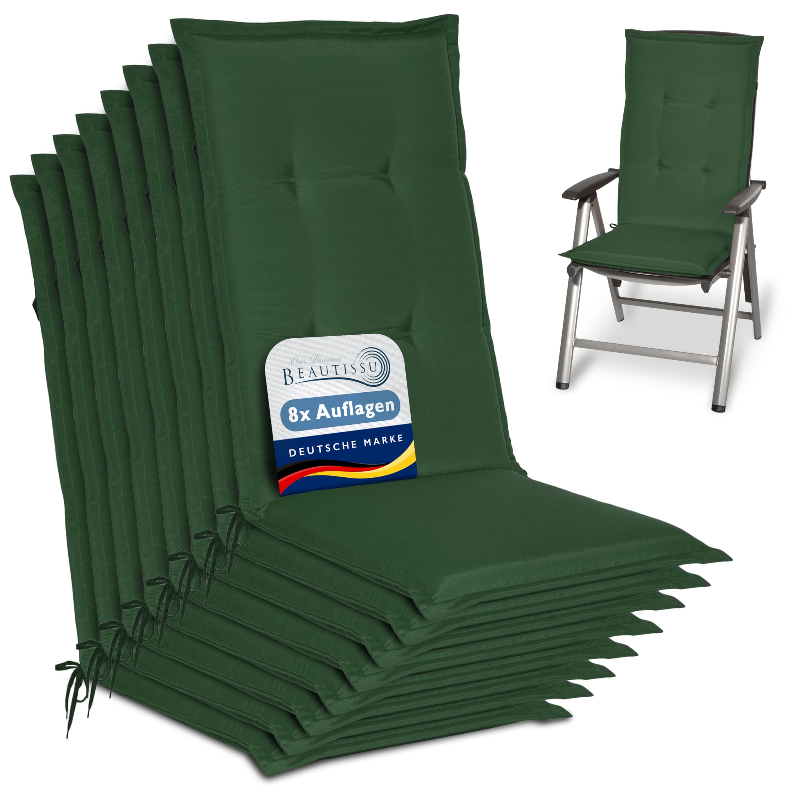 Beautissu 6er Set Gartenstuhlauflage 120x50x6 cm Loft HL