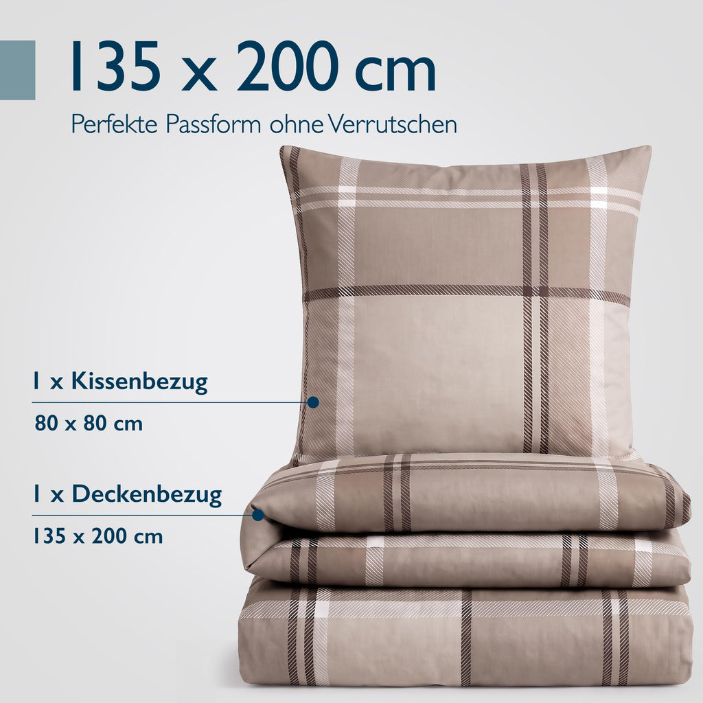 Beautissu Biber Bettwäsche 2tlg Winter Kariert 100% Baumwolle