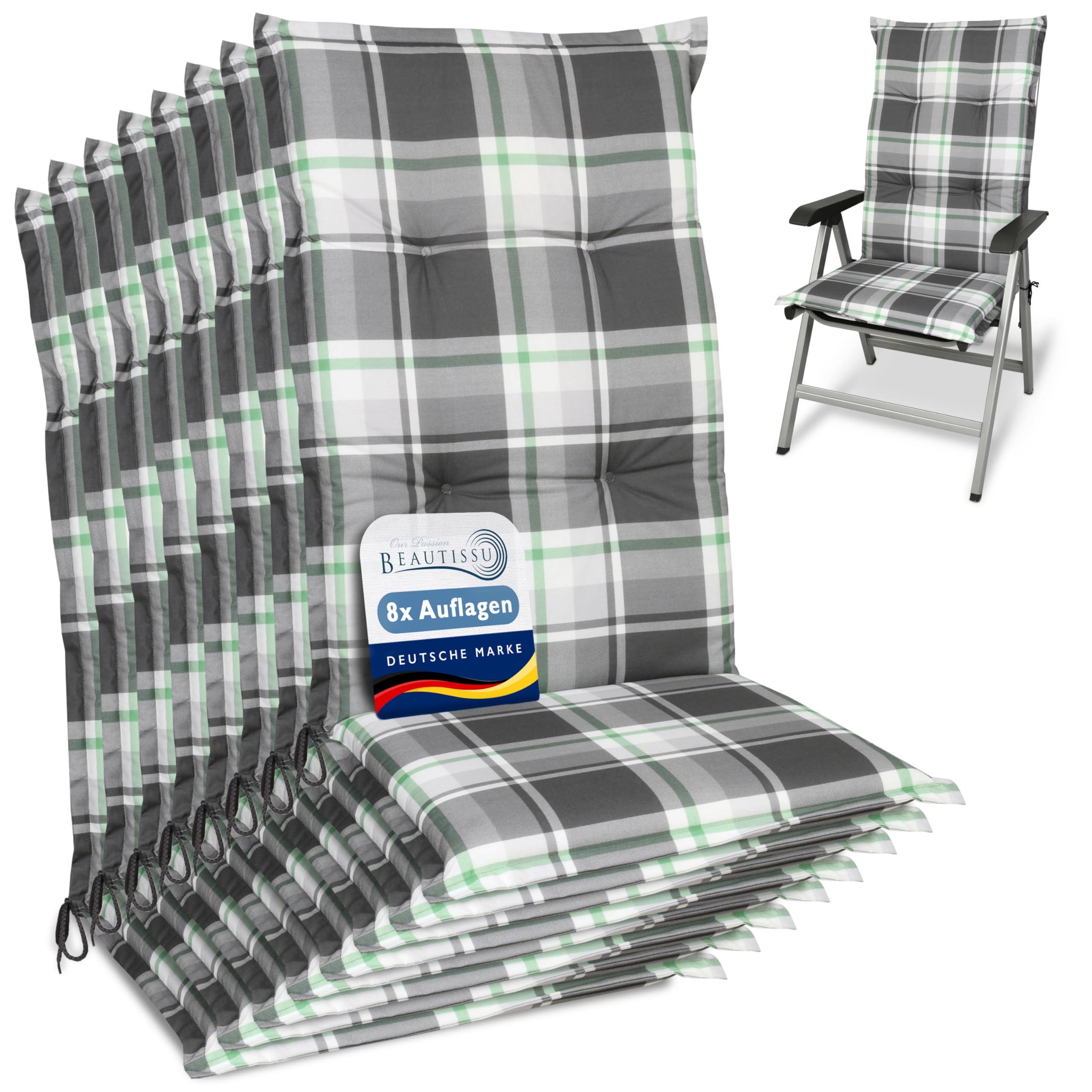 Beautissu Hochlehner Auflage Gartenstuhl 120x50 cm Sunny RO