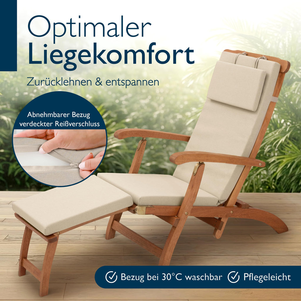 Beautissu Deckchair Auflage – 100% wasserdicht & wetterfest – QD-DC