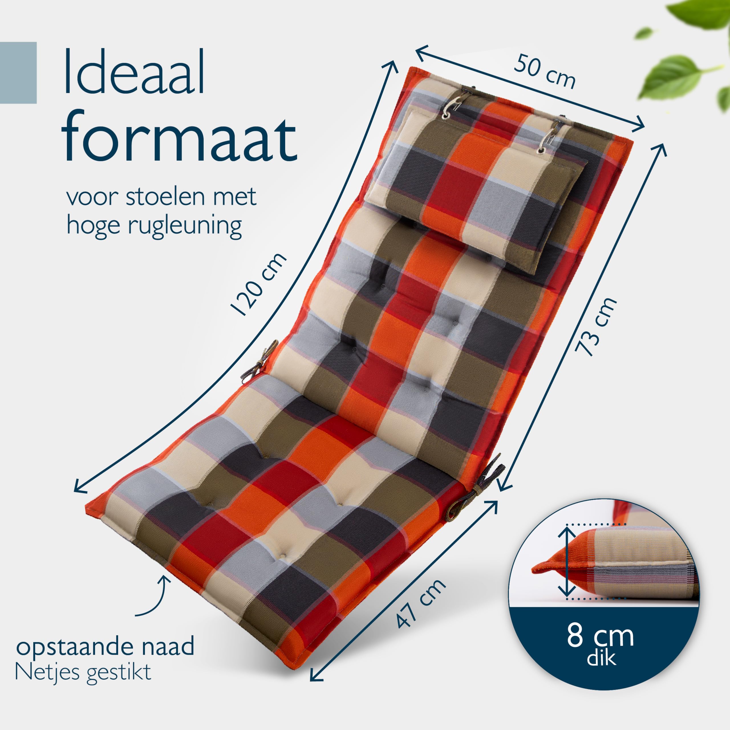 Beautissu 6er Set Premium Hochlehner Auflage Kopfpolster 120x50cm Sun-HL