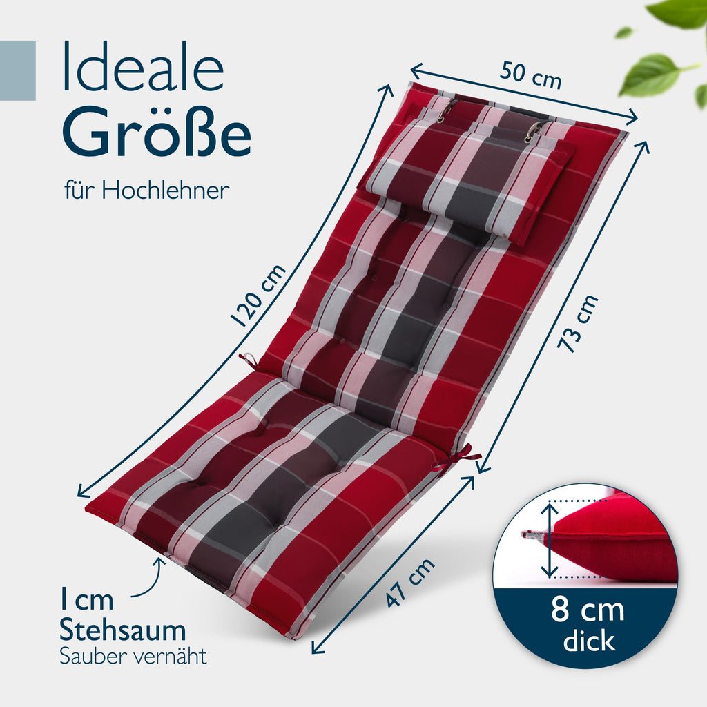 Beautissu 6er Set Premium Hochlehner Auflage Kopfpolster 120x50cm Sun-HL
