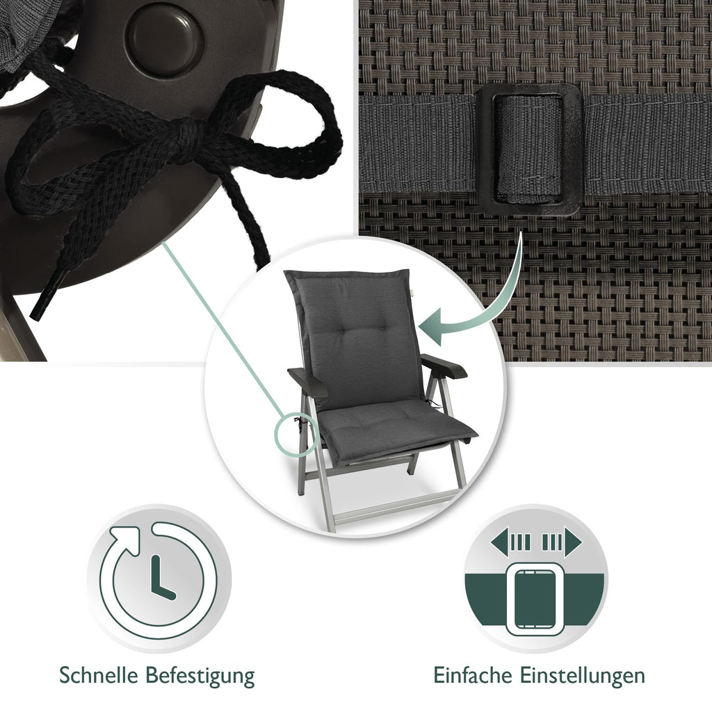 Beautissu Premium Gartenstuhlauflage Niedriglehner 105x50x7cm HighLux NL