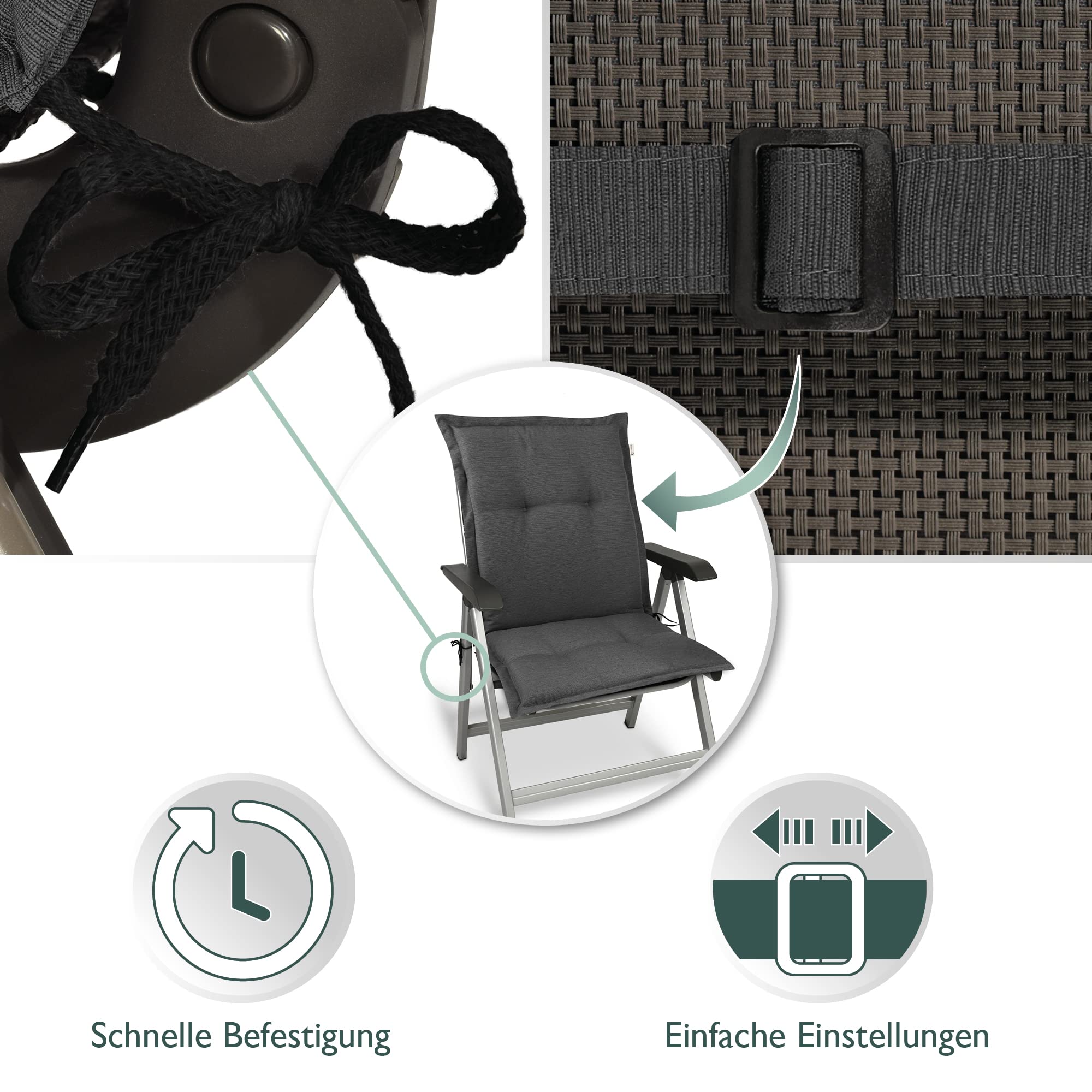 Beautissu Premium Gartenstuhlauflage Niedriglehner 105x50x7cm HighLux NL