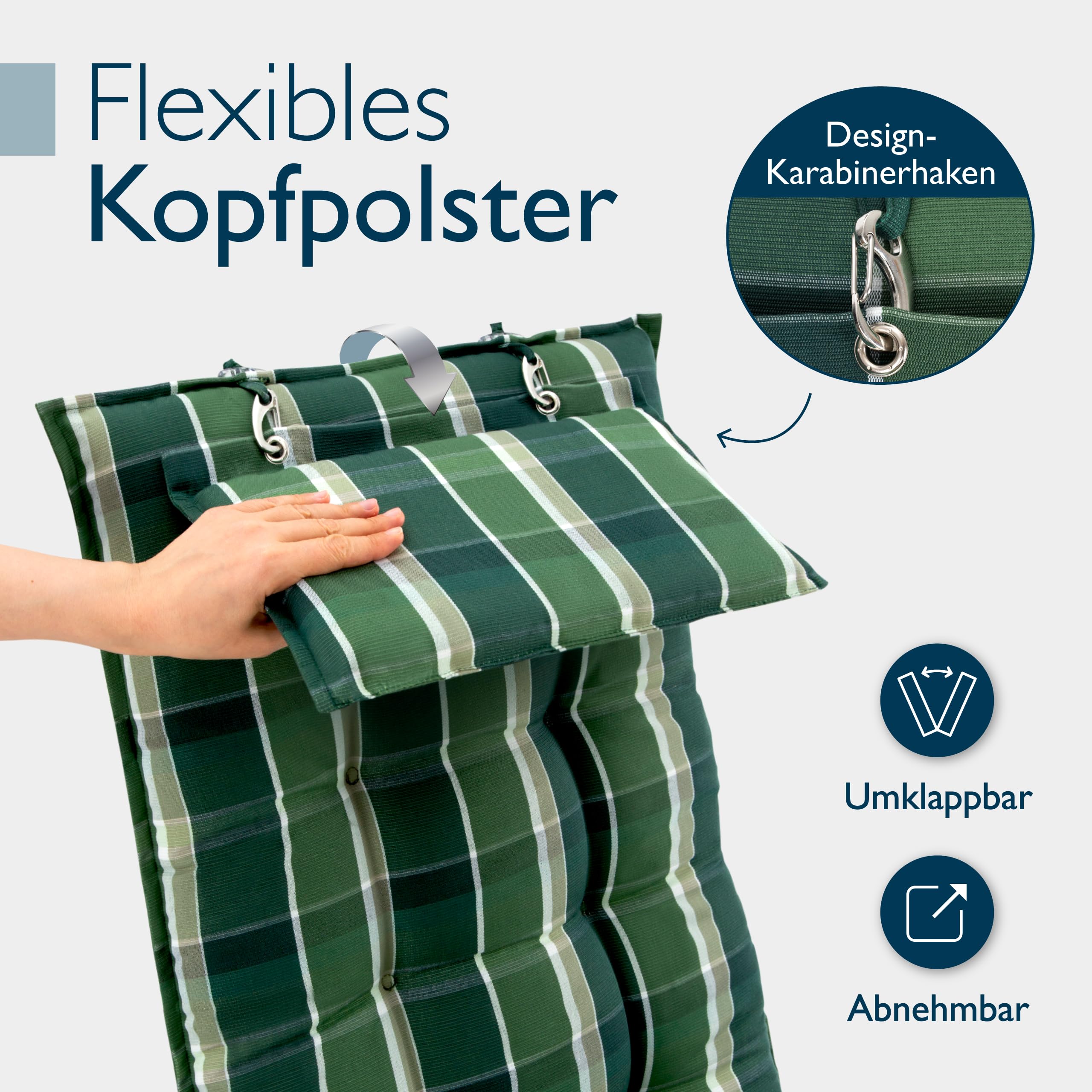 Beautissu 6er Set Premium Hochlehner Auflage Kopfpolster 120x50cm Sun-HL