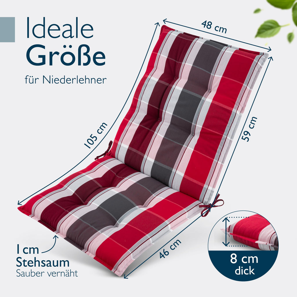 Beautissu Premium Niedriglehner Auflage Gartenstuhl 100x50cm Sun-NL