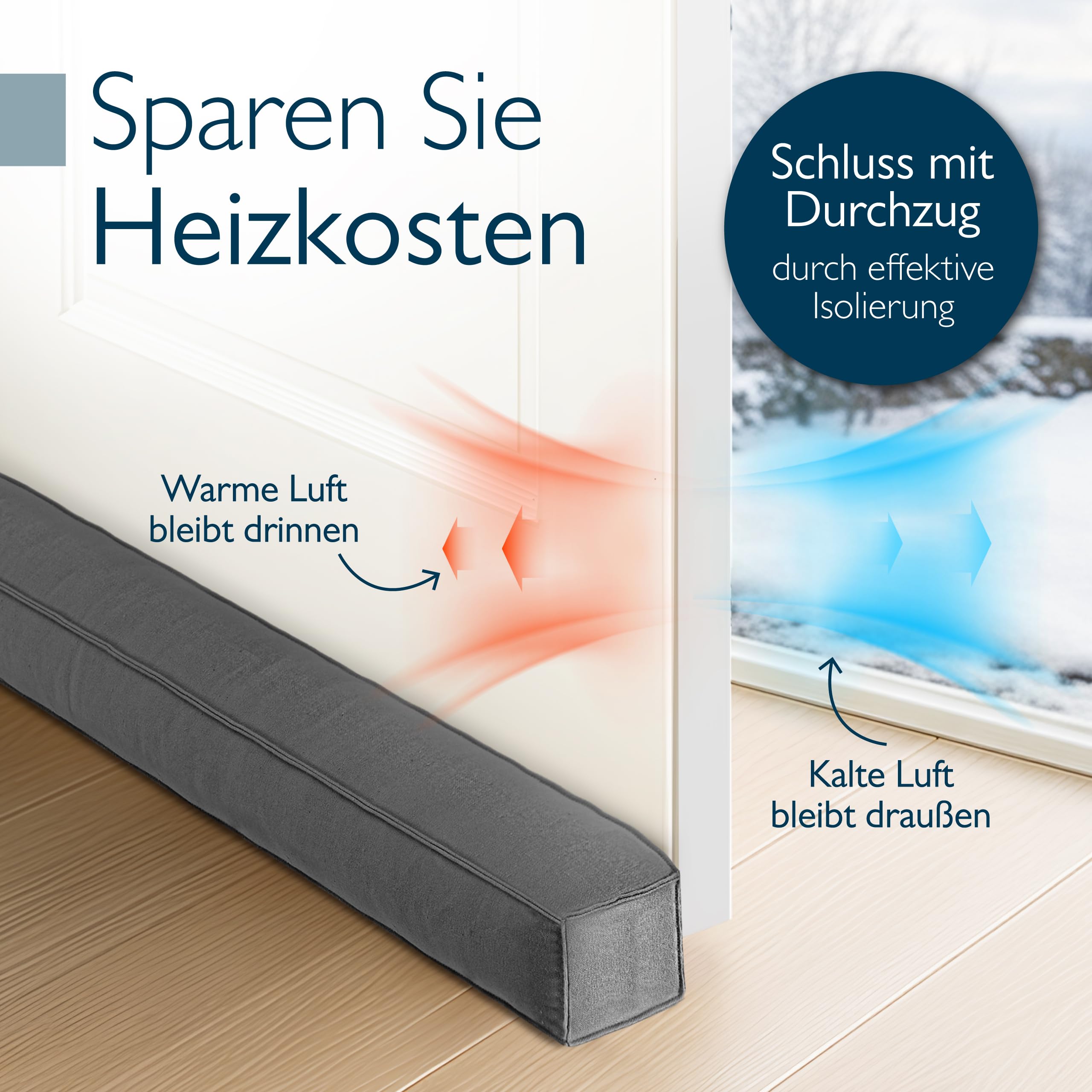 Beautissu Zugluftstopper für Türen & Fenster in div. Farben & Größen – Marin