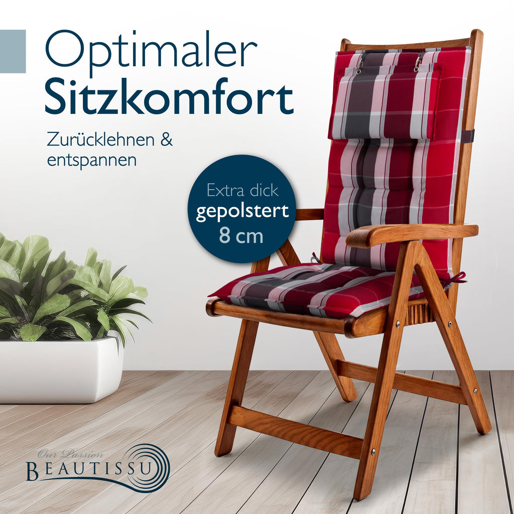 Beautissu 6er Set Premium Hochlehner Auflage Kopfpolster 120x50cm Sun-HL