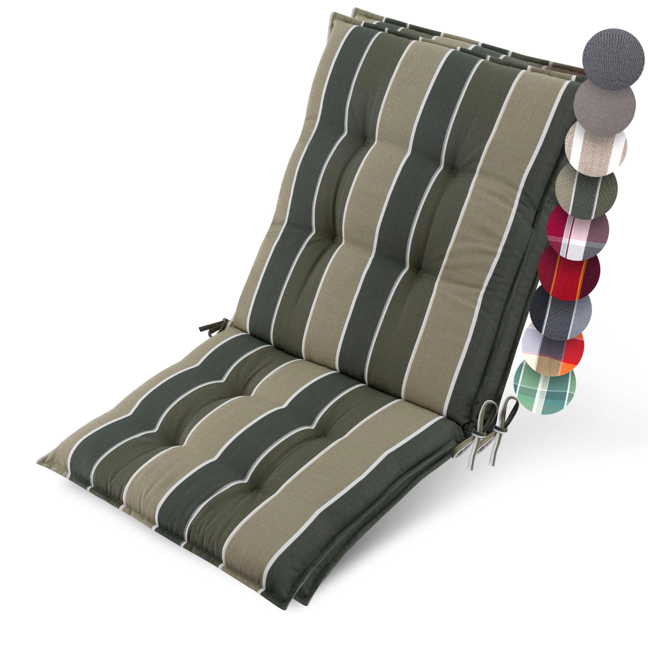 Beautissu Premium Niedriglehner Auflage Gartenstuhl 100x50cm Sun-NL