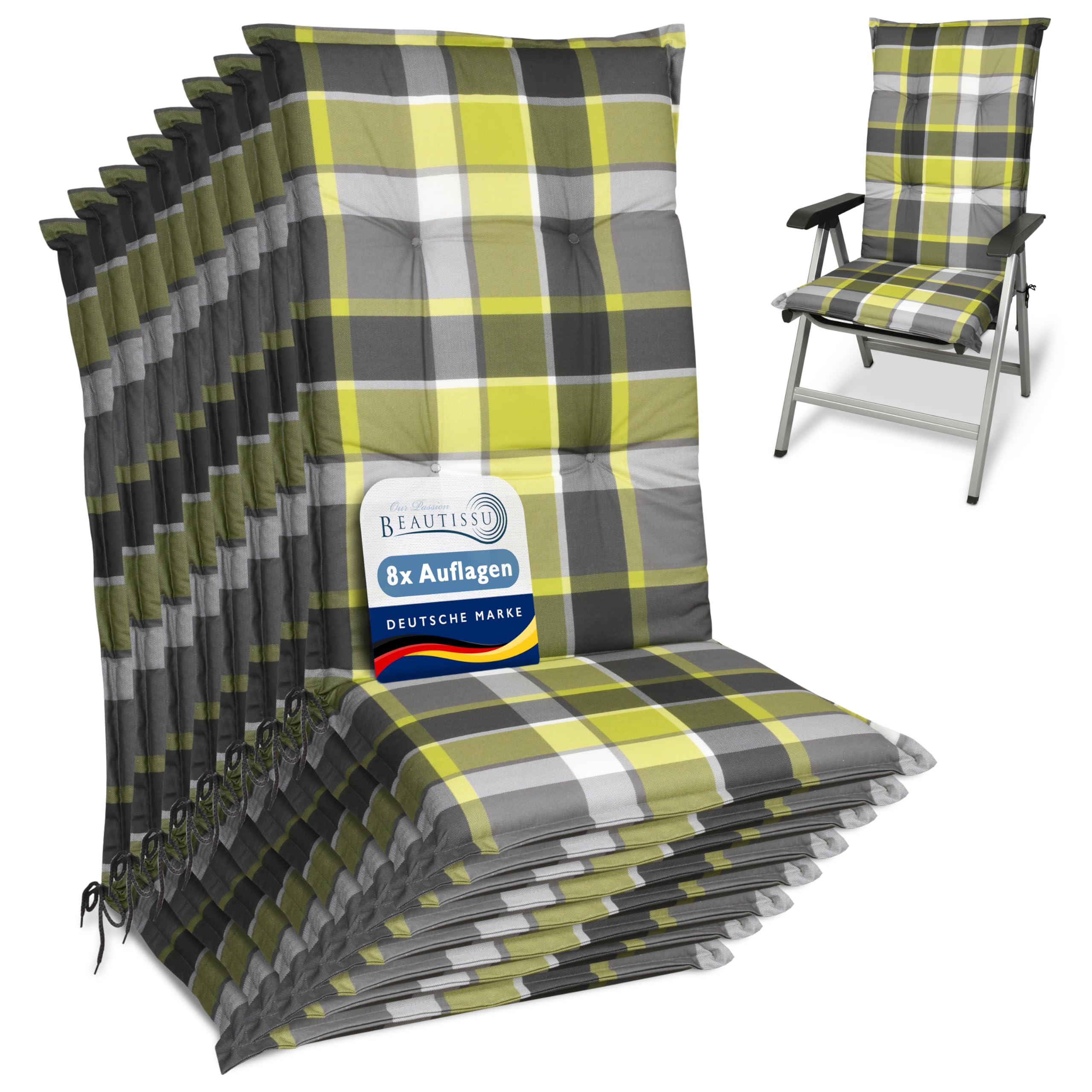 Beautissu Hochlehner Auflage Gartenstuhl 120x50 cm Sunny RO