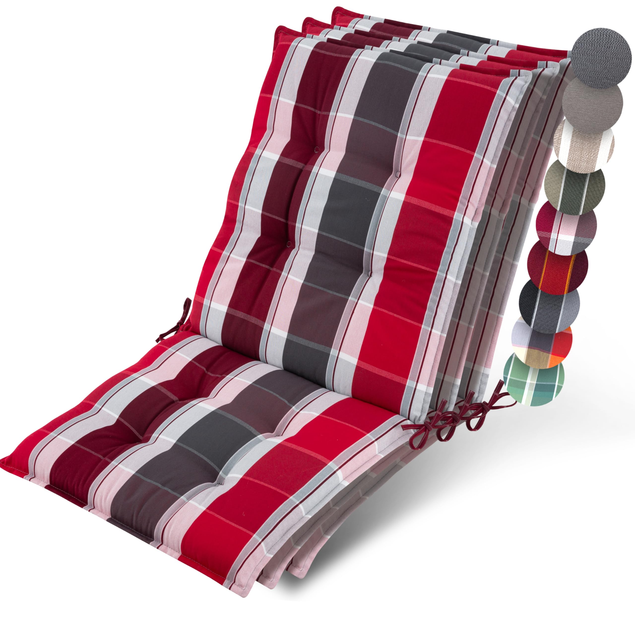 Beautissu Premium Niedriglehner Auflage Gartenstuhl 100x50cm Sun-NL