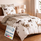Beautissu Biber Bettwäsche 2tlg Winter Rentiermotiv 100% Baumwolle