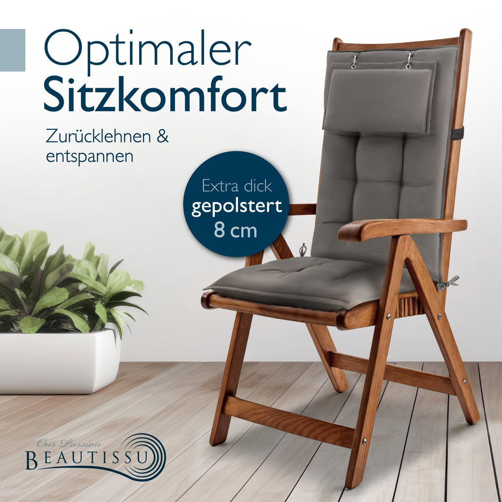 Beautissu 6er Set Premium Hochlehner Auflage Kopfpolster 120x50cm Sun-HL
