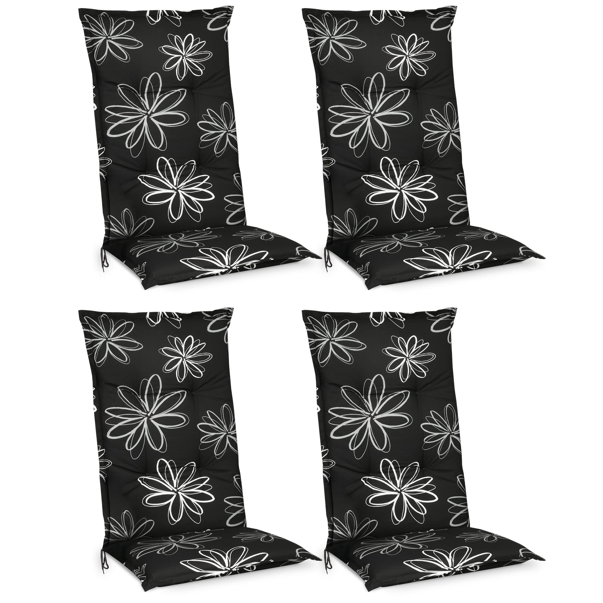 Beautissu 6er Set Hochlehner Auflage für Gartenstuhl 120x50 cm Flores