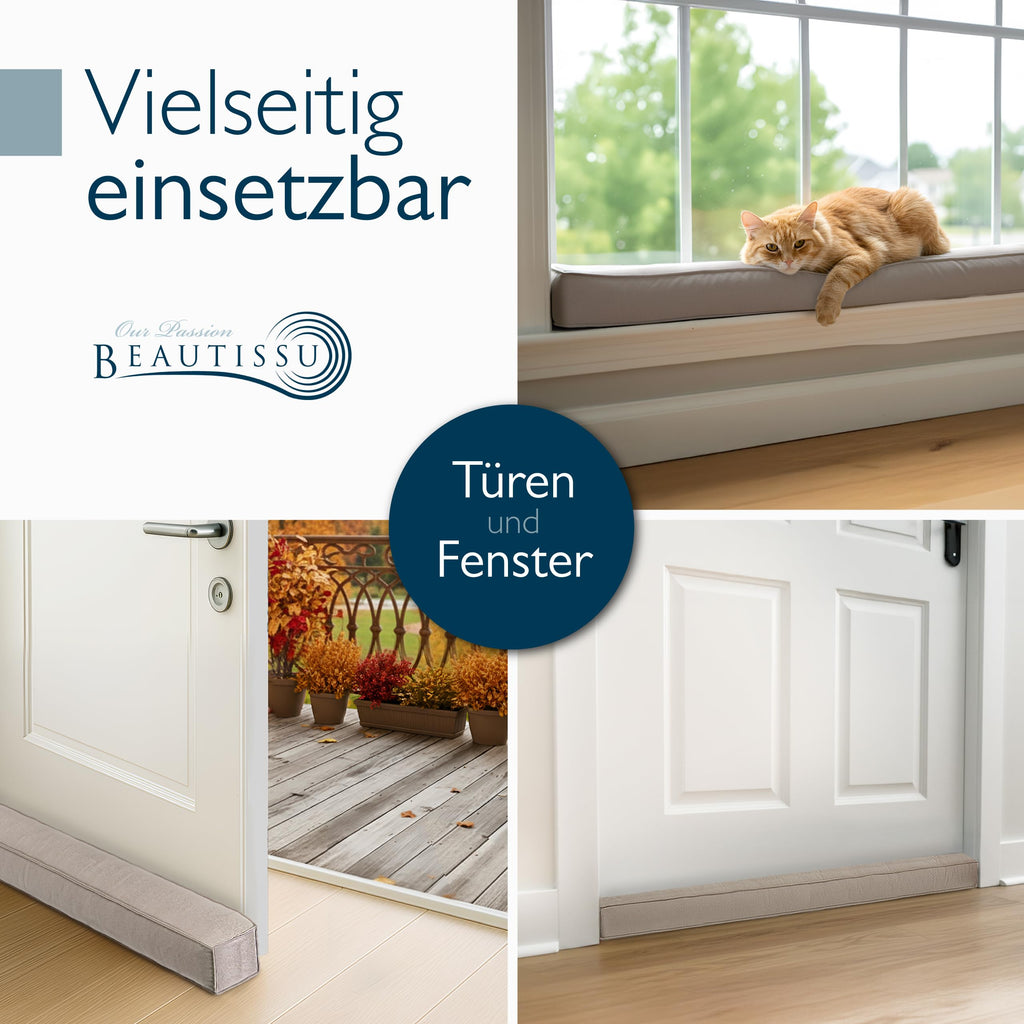 Beautissu Zugluftstopper für Türen & Fenster in div. Farben & Größen – Marin