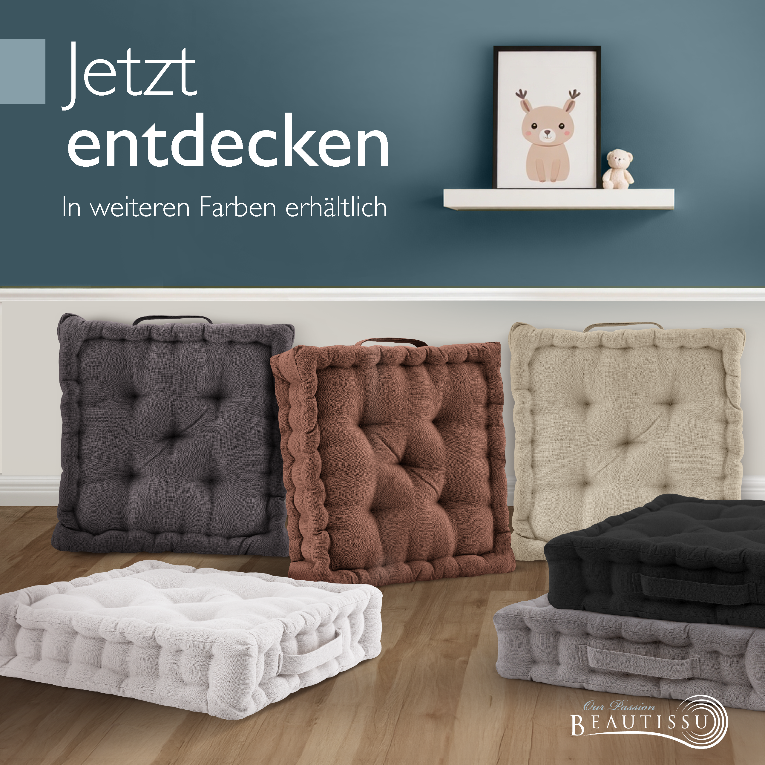 Beautissu Bodenkissen Set Sitzkissen 50x50 cm - Mila