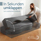 Beautissu Klappsofa 90x200cm – Faltbares Bettsofa in Cord-Optik – Leova