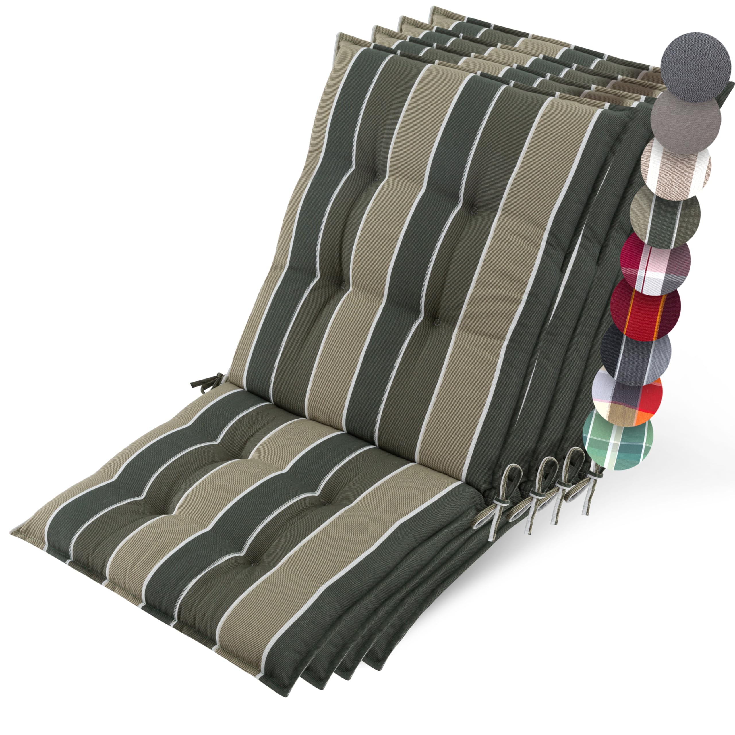 Beautissu Premium Niedriglehner Auflage Gartenstuhl 100x50cm Sun-NL