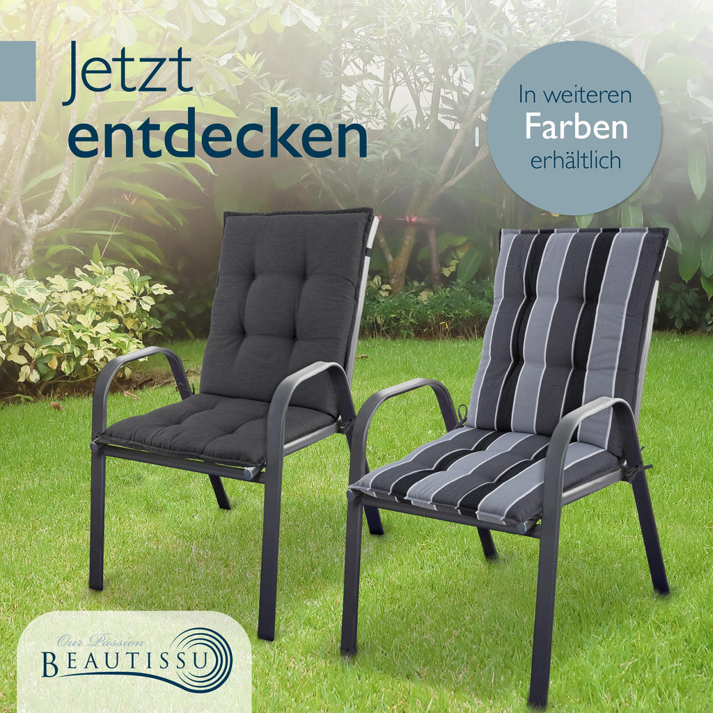 Beautissu Premium Niedriglehner Auflage Gartenstuhl 100x50cm Sun-NL