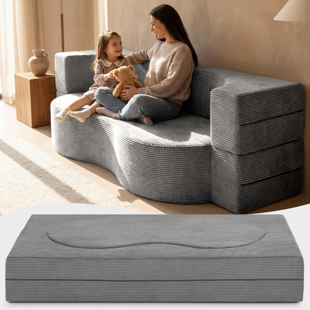 Beautissu Klappsofa 90x200cm – Faltbares Bettsofa in Cord-Optik – Leova