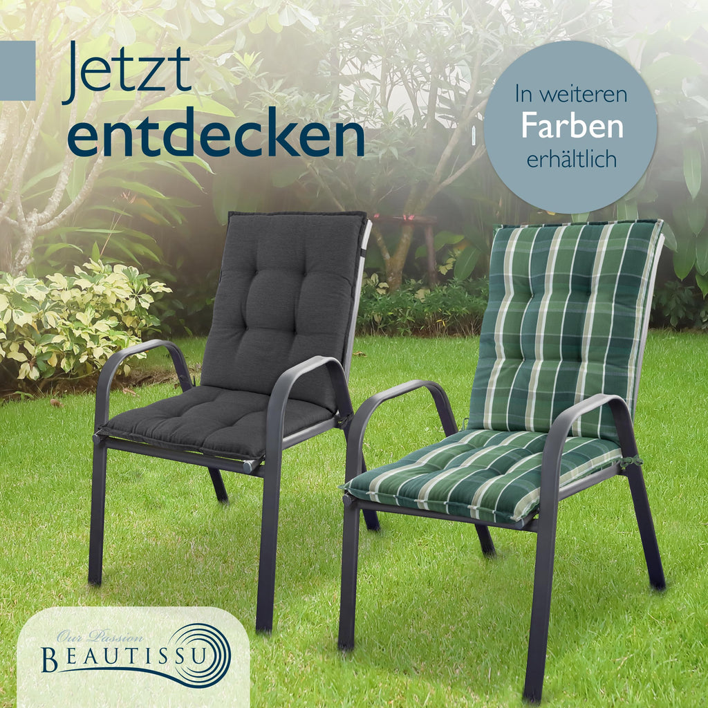 Beautissu Premium Niedriglehner Auflage Gartenstuhl 100x50cm Sun-NL