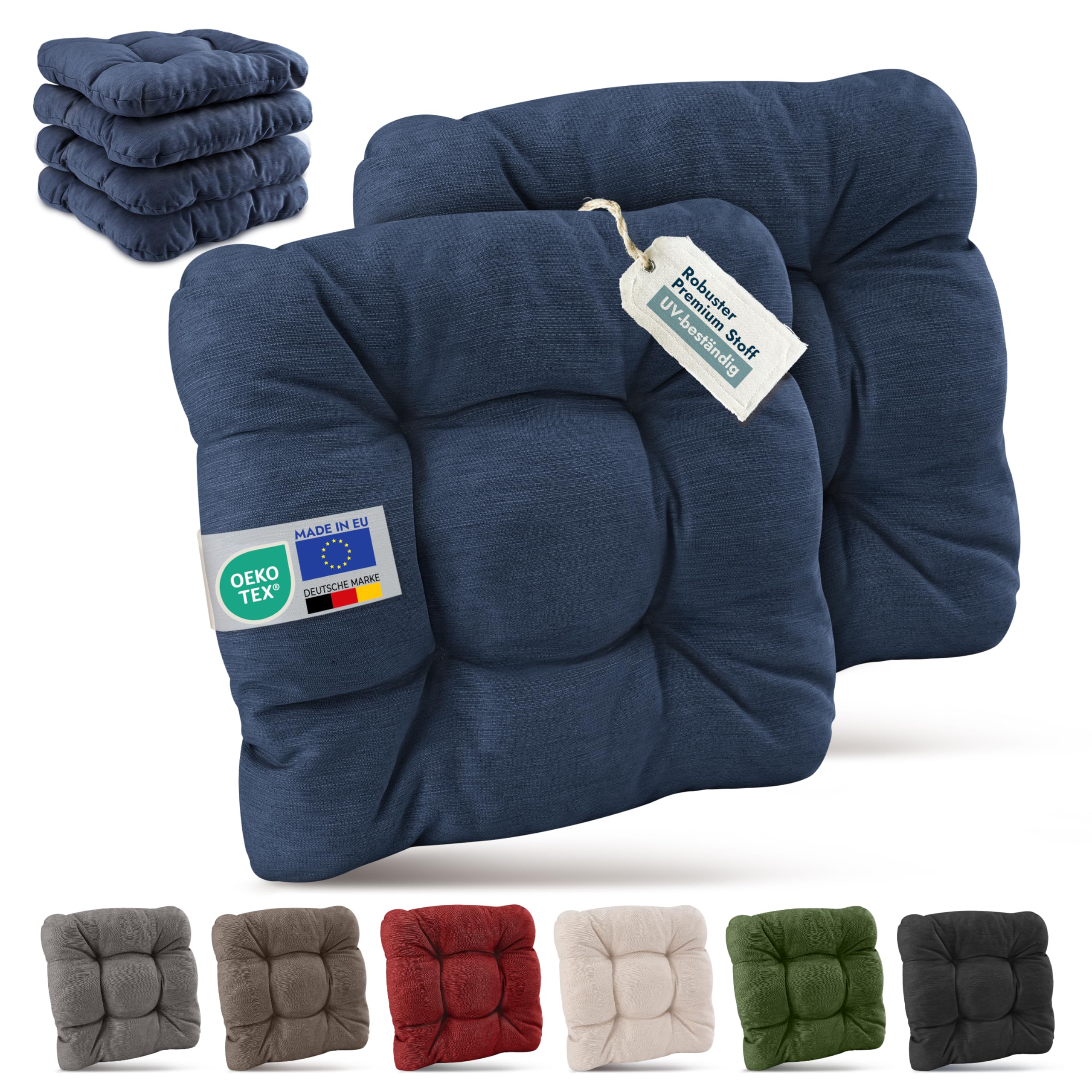 Beautissu 4er Set Premium Stuhlkissen 40x40 cm HighLux SK