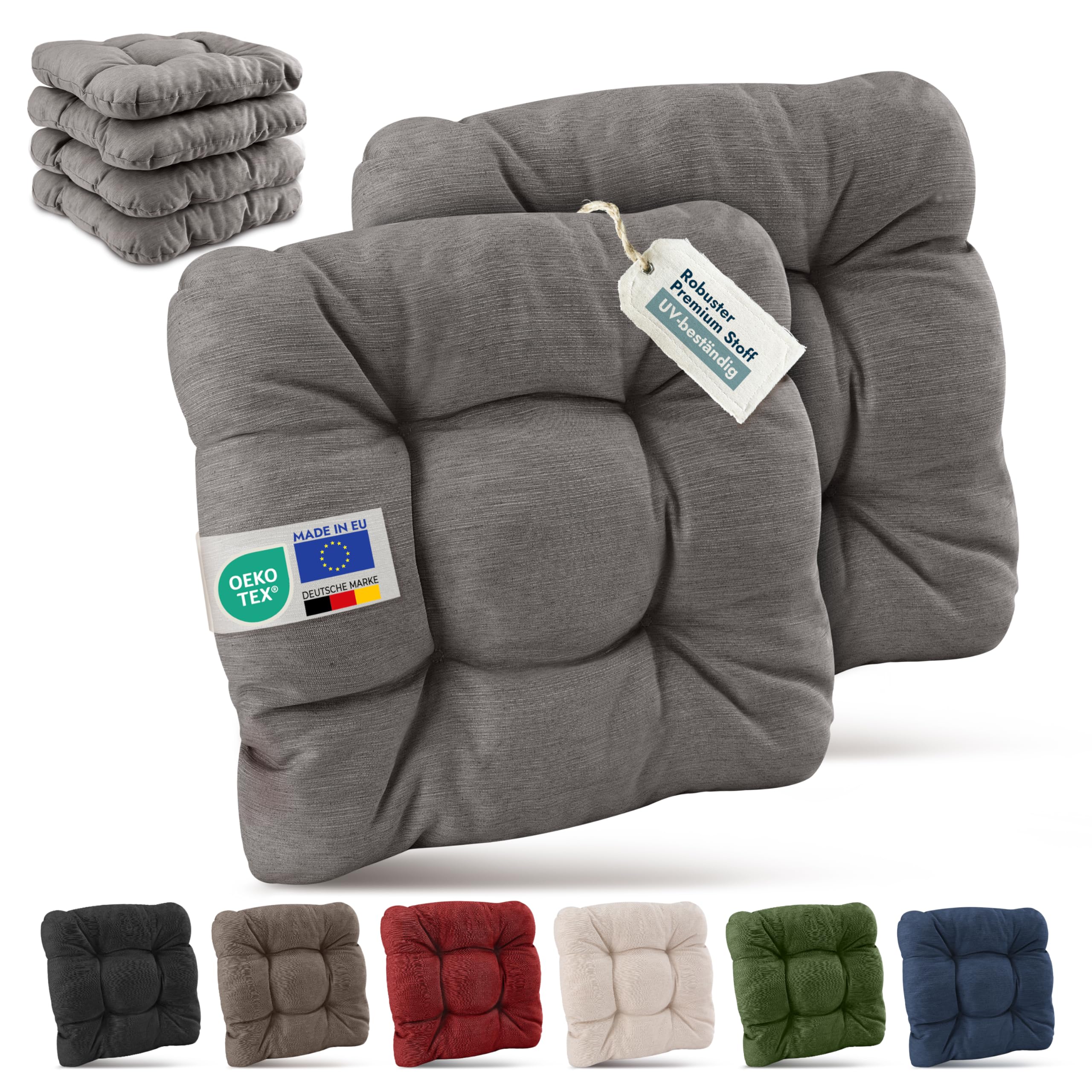 Beautissu 4er Set Premium Stuhlkissen 40x40 cm HighLux SK