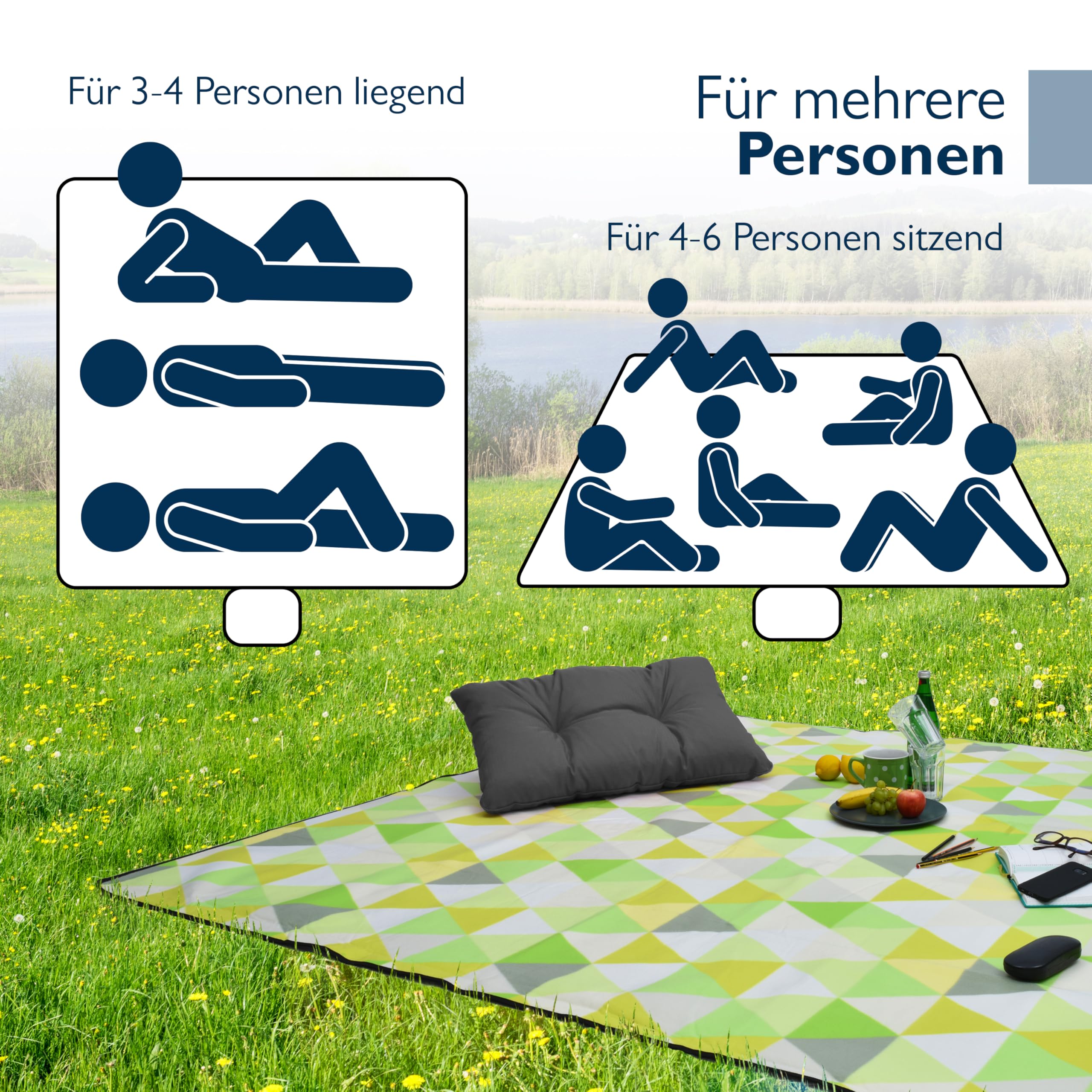 Beautissu XXL Picknickdecke Wasserdicht Isoliert Bella
