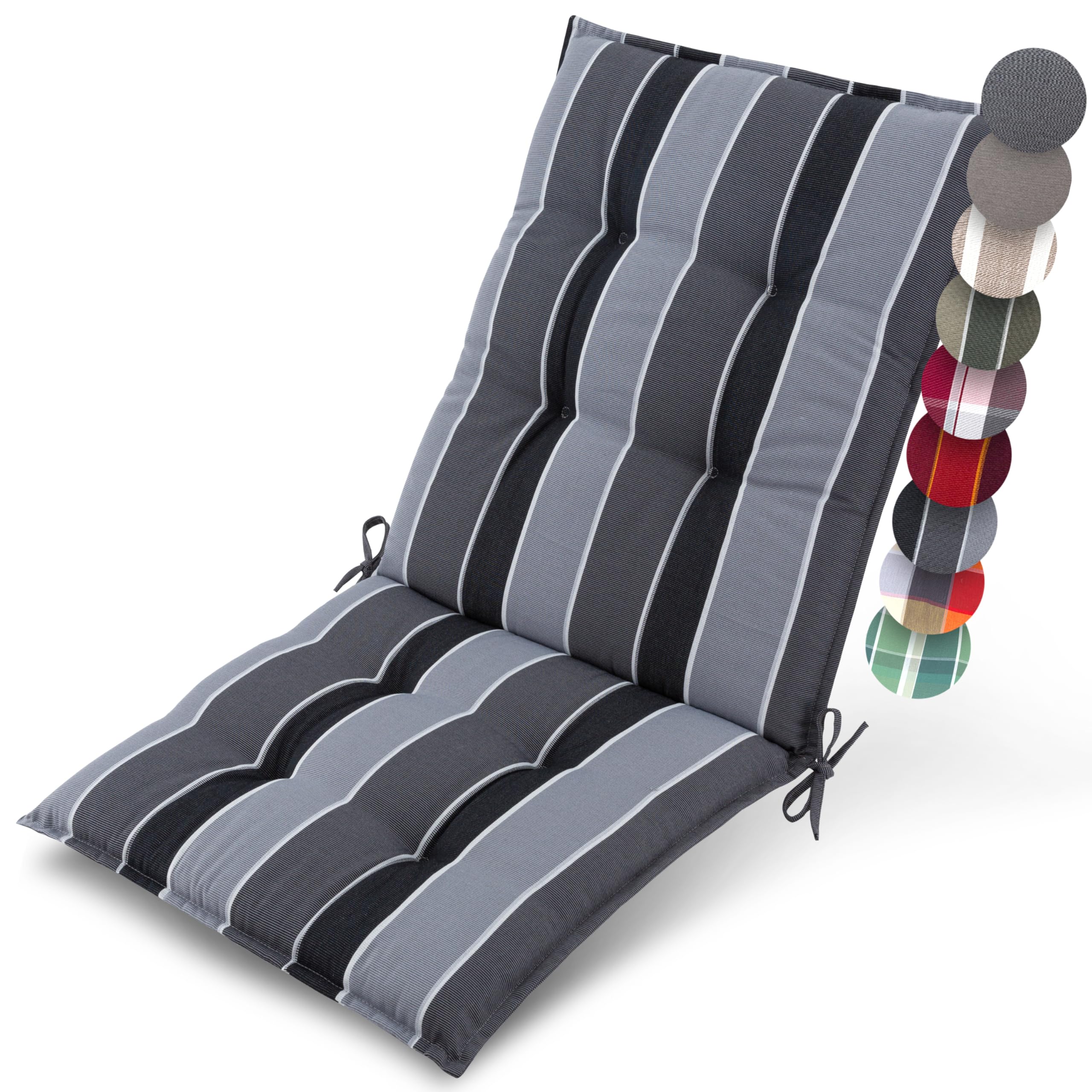 Beautissu Premium Niedriglehner Auflage Gartenstuhl 100x50cm Sun-NL