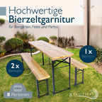 Beautissu Bierzeltgarnitur klappbar - Biertischgarnitur mit Schirmloch - BT22