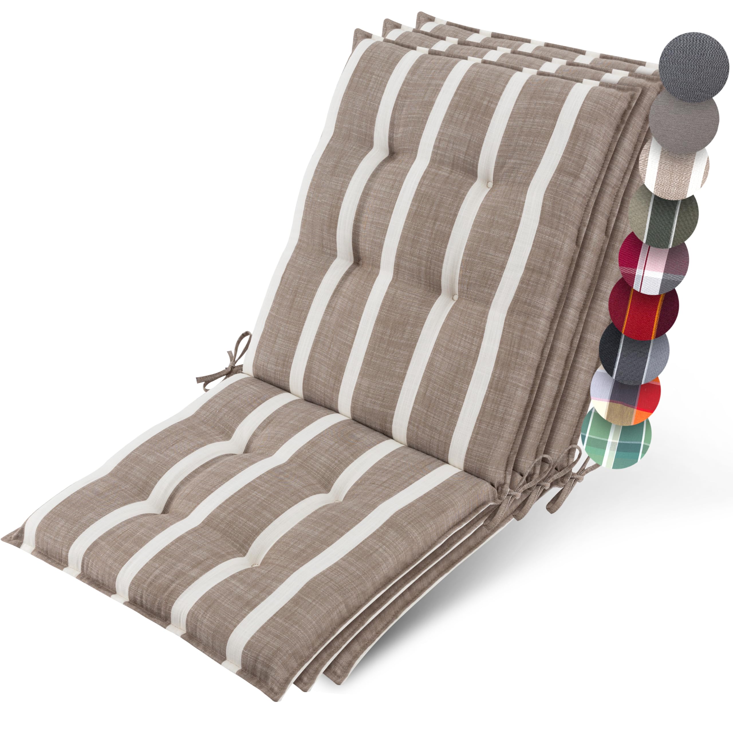 Beautissu Premium Niedriglehner Auflage Gartenstuhl 100x50cm Sun-NL