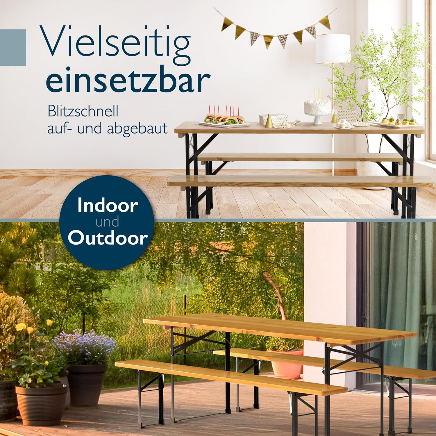 Beautissu 3tlg Bierzeltgarnitur - Bierzeltgarnitur klappbar - BT22