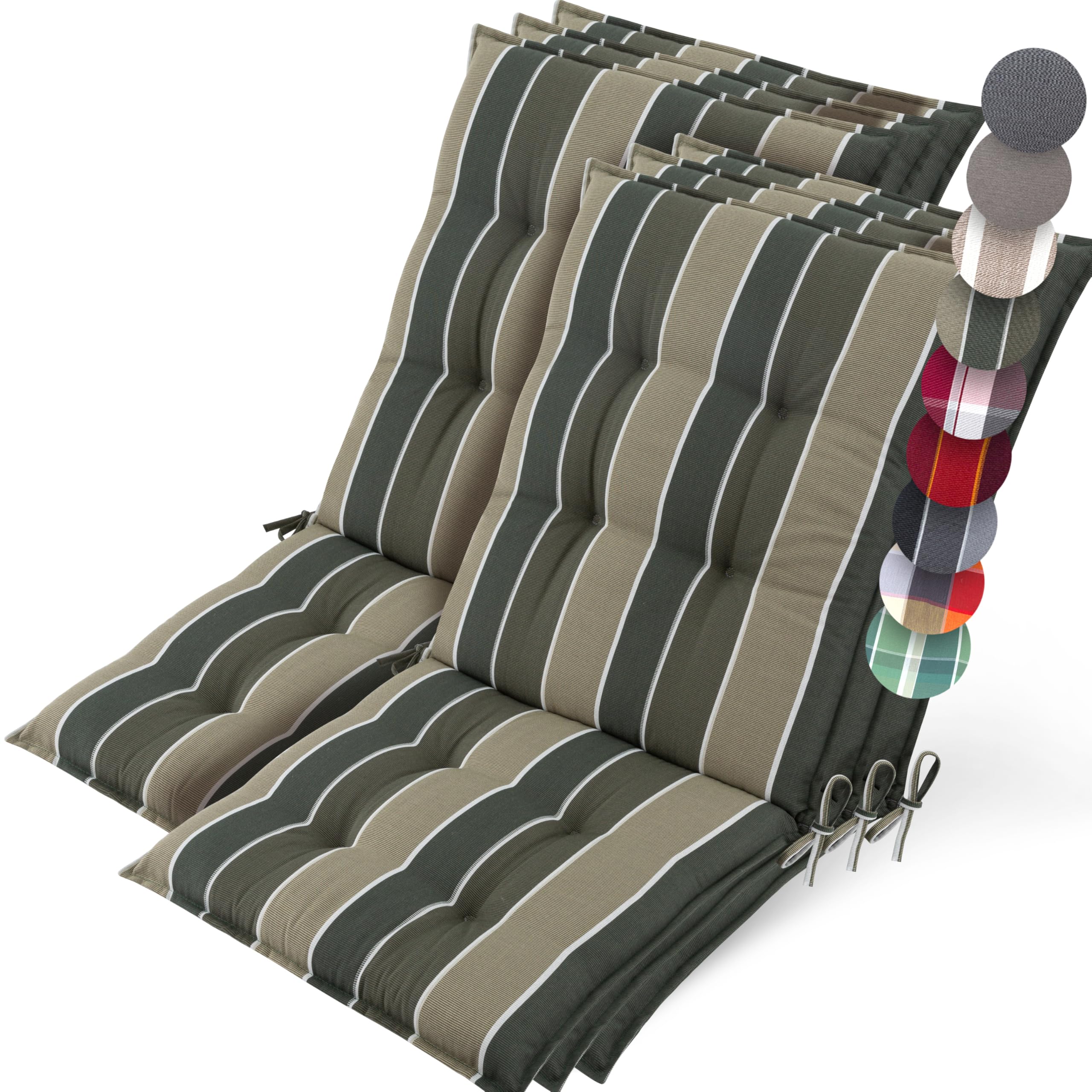 Beautissu Premium Niedriglehner Auflage Gartenstuhl 100x50cm Sun-NL