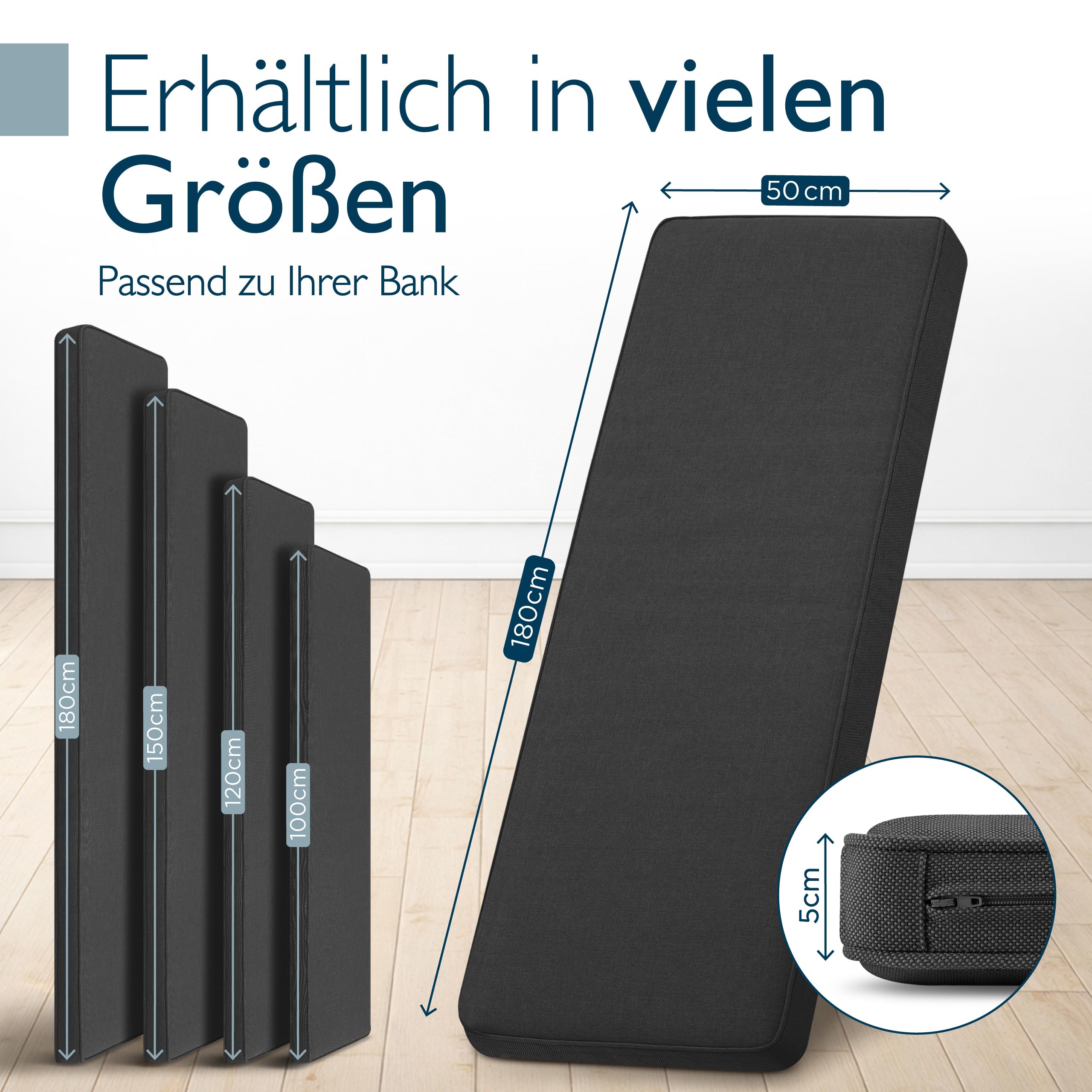 Beautissu Bankauflage 100% Wasserdicht – in div. Farben & Größen – QD-BK