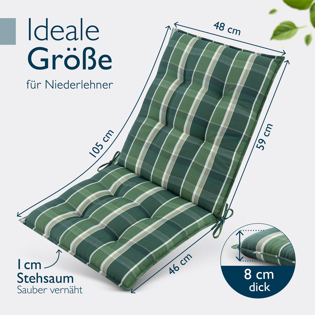 Beautissu Premium Niedriglehner Auflage Gartenstuhl 100x50cm Sun-NL