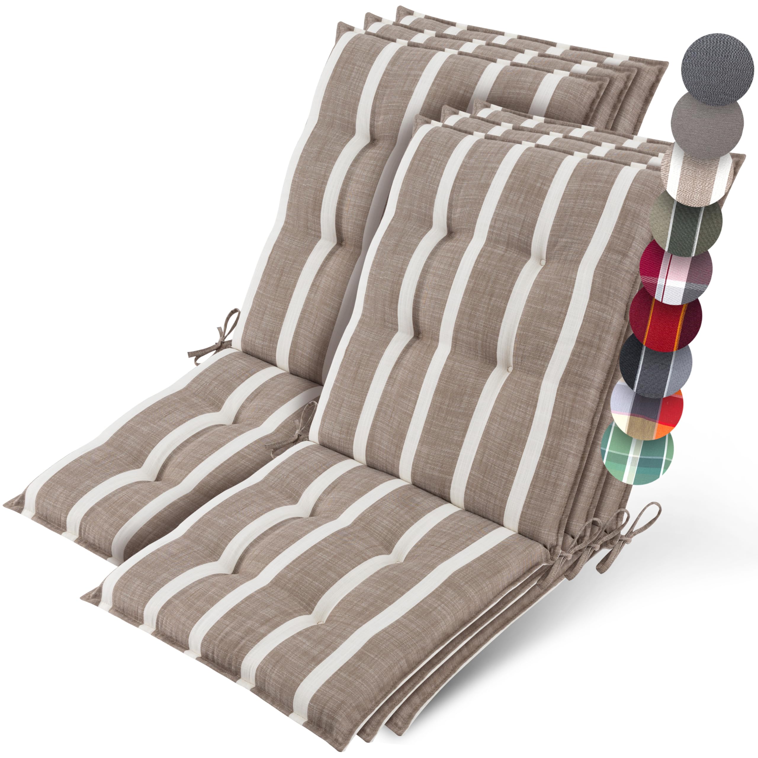 Beautissu Premium Niedriglehner Auflage Gartenstuhl 100x50cm Sun-NL