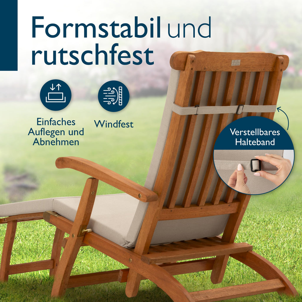 Beautissu Deckchair Auflage – 100% wasserdicht & wetterfest – QD-DC